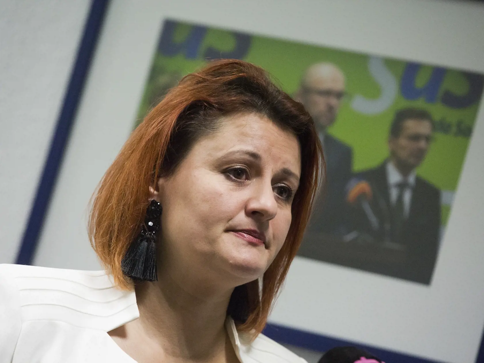 Na snímke timlíderka pre osobné slobody /SAS/Natáli Bláhová počas tlačovej kobnferencie k údajnemu únosu dieťaťa otcom.