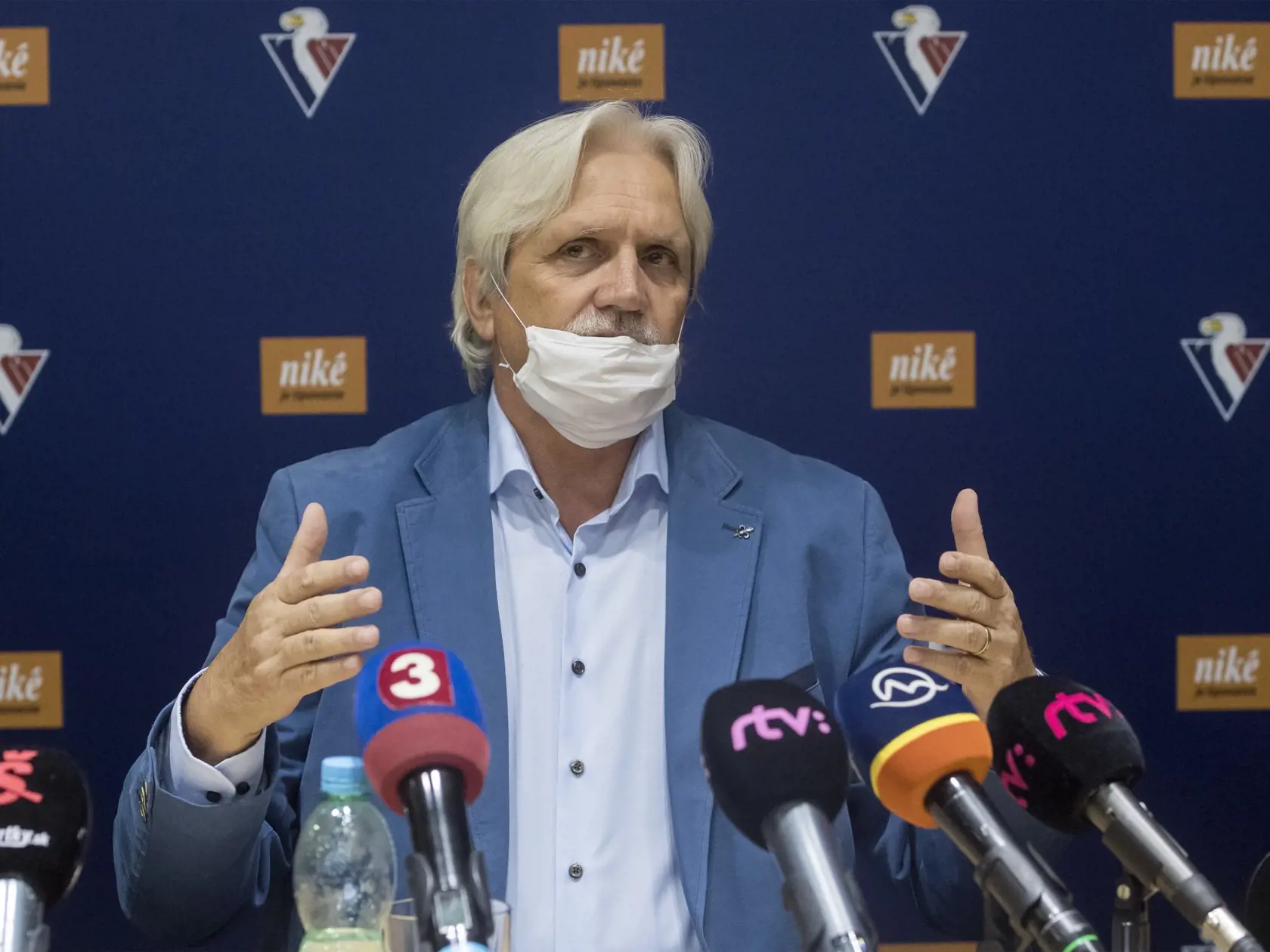 Majiteľ HC Slovan Bratislava Rudolf Hrubý počas tlačovej konferencie pred štartom sezóny 2020/21 v hokejovej Tipos extralige 24. septembra 2020 v Bratislave.