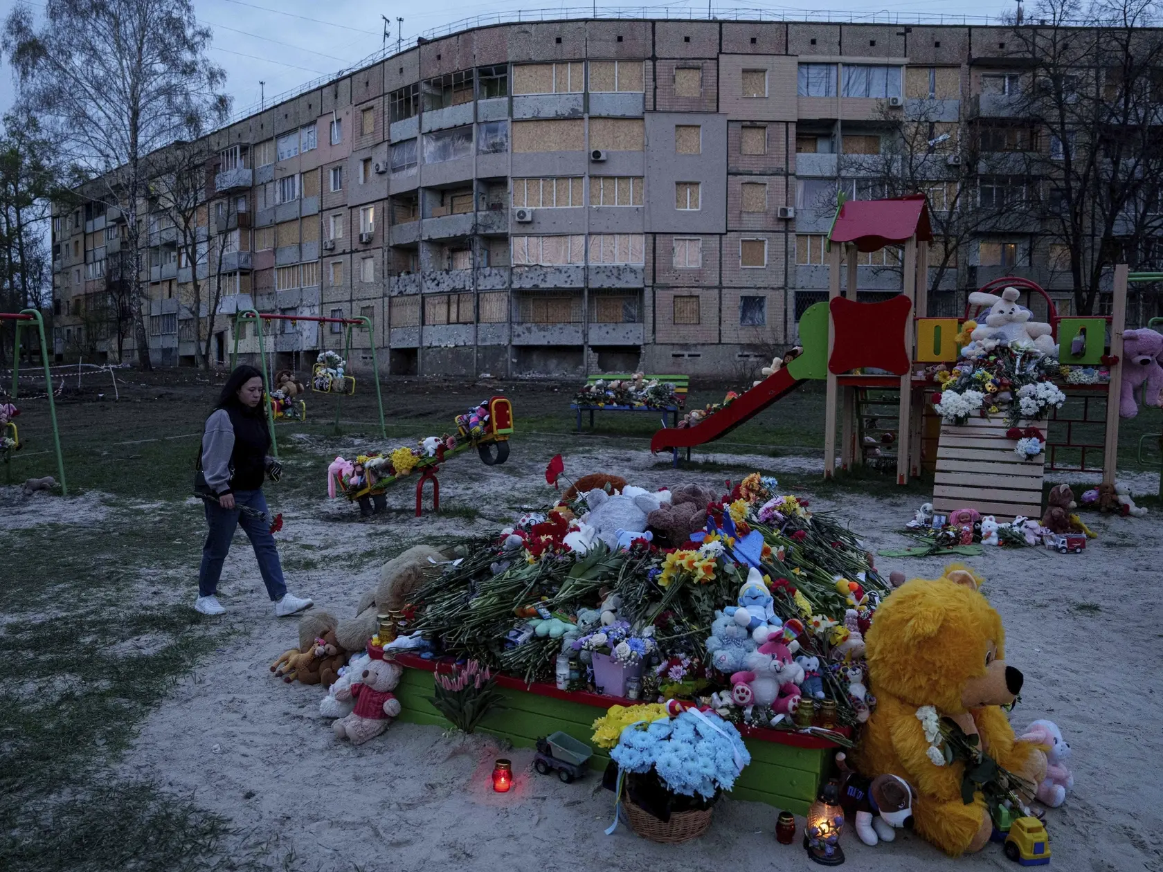 Detské ihrisko, kde ruská raketa zabila 20 ľudí vrátane deviatich detí.