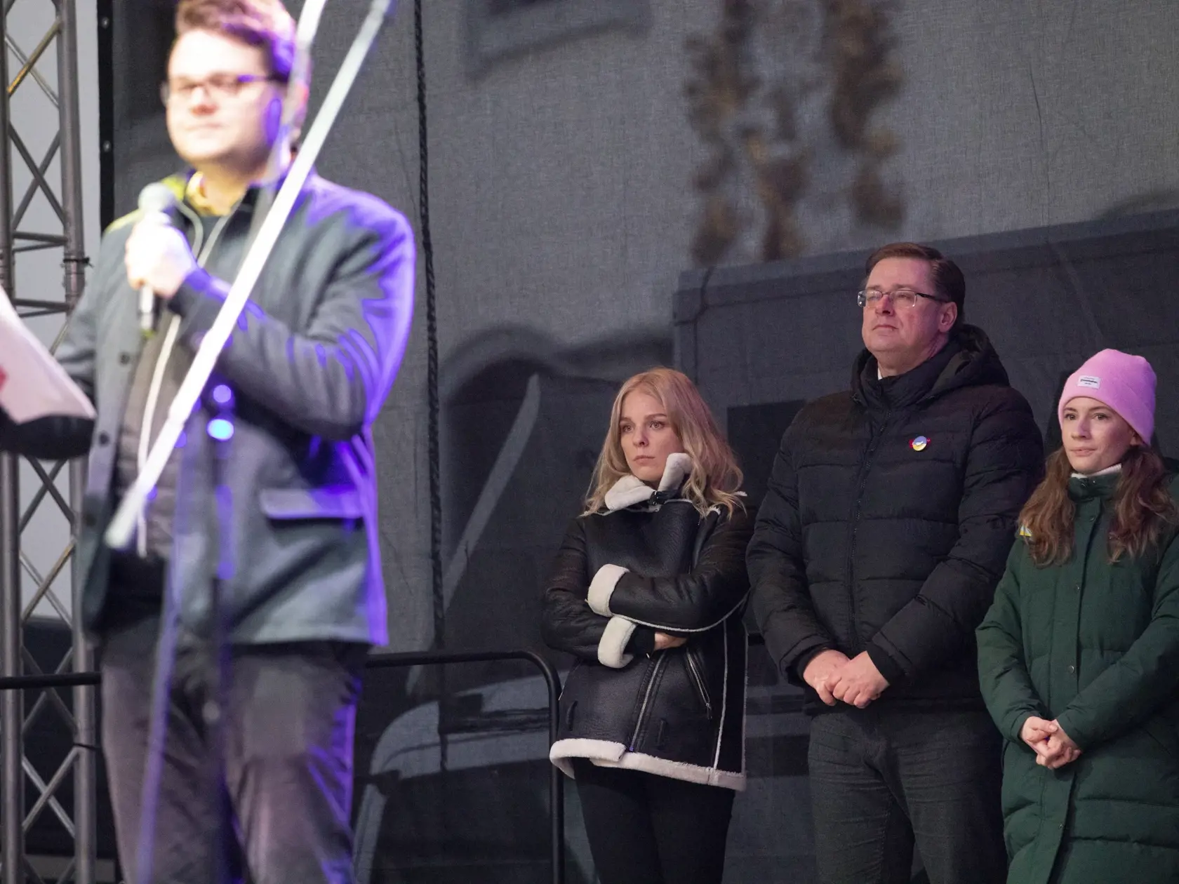 Na snímke zhromaždenie na podporu Ukrajiny-Biela vlajka na Hlavnom námestí v Bratislave.
Na fotke Veronika Cifrová Ostrihoňová