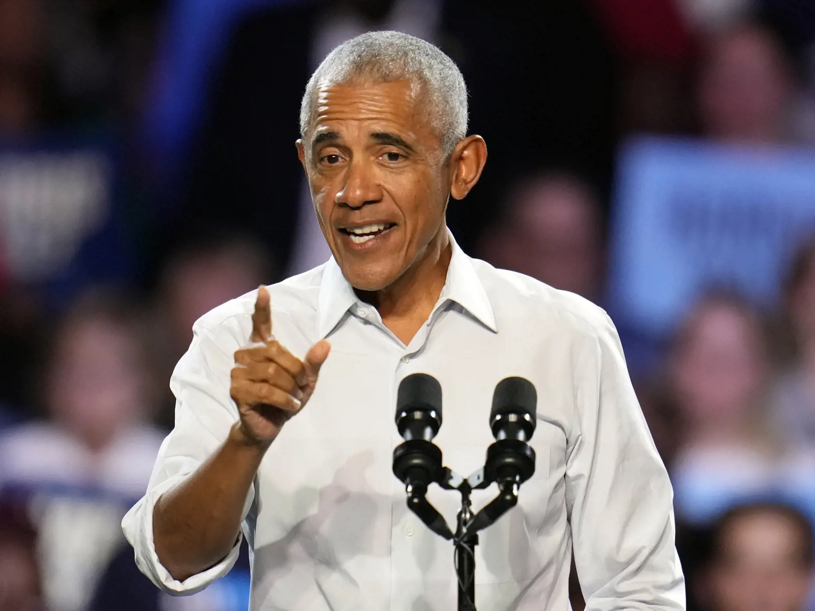 AZ9 Detroit - Bývalý prezident Barack Obama reční na predvolebnom zhromaždení na podporu demokratickej prezidentskej kandidátky a americkej viceprezidentky Kamaly Harrisovej v utorok 22. októbra 2024 v Detroite. FOTO TASR/AP

Former President Barack Obama speaks at a campaign rally supporting Democratic presidential nominee Vice President Kamala Harris, Tuesday, Oct. 22, 2024, in Detroit. (AP Photo/Paul Sancya)