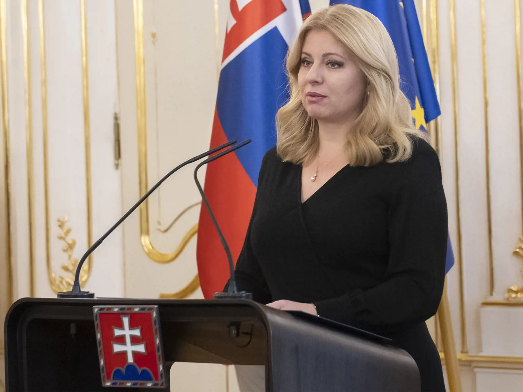 Na snímke prezidentka SR Zuzana Čaputová počas príhovoru po vymenovaní nových sudcov všeobecných súdov v Prezidentskom paláci v Bratislave v pondelok 21. novembra 2022.