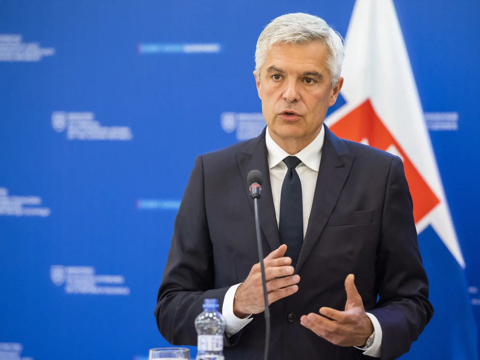Na snímke minister zahraničných vecí a európskych záležitostí SR Ivan Korčok (nominant SaS) počas tlačovej konferencie, na ktorej zhodnotil 100 dní vo funkcii šéfa rezortu diplomacie v Bratislave 16. júla 2020. FOTO TASR - Jaroslav Novák