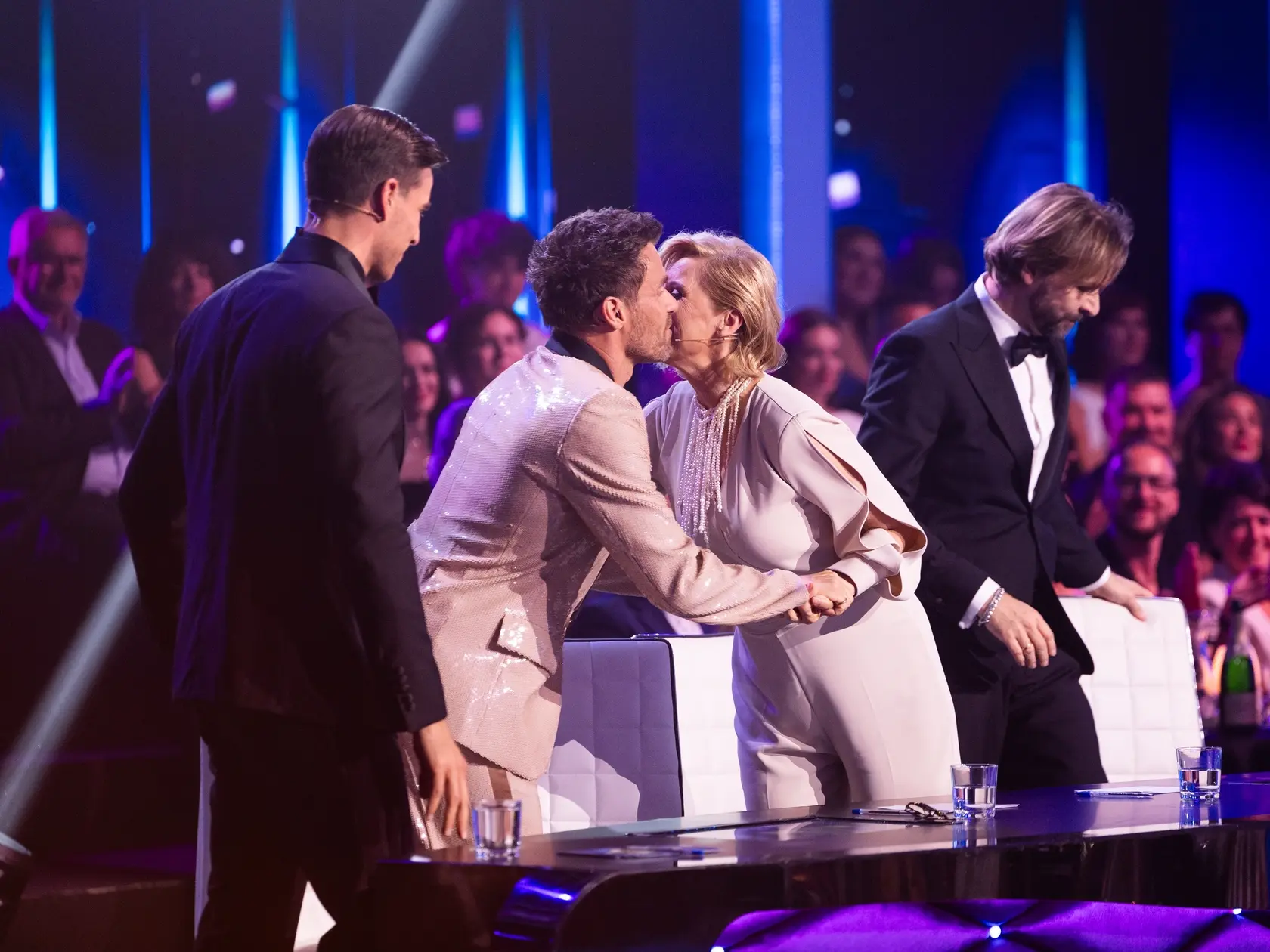Porota Ján Ďurovčík, Tatiana Drexler, Adam Bardy a Leoš Mareš počas deviateho kola Let's dance 2025.