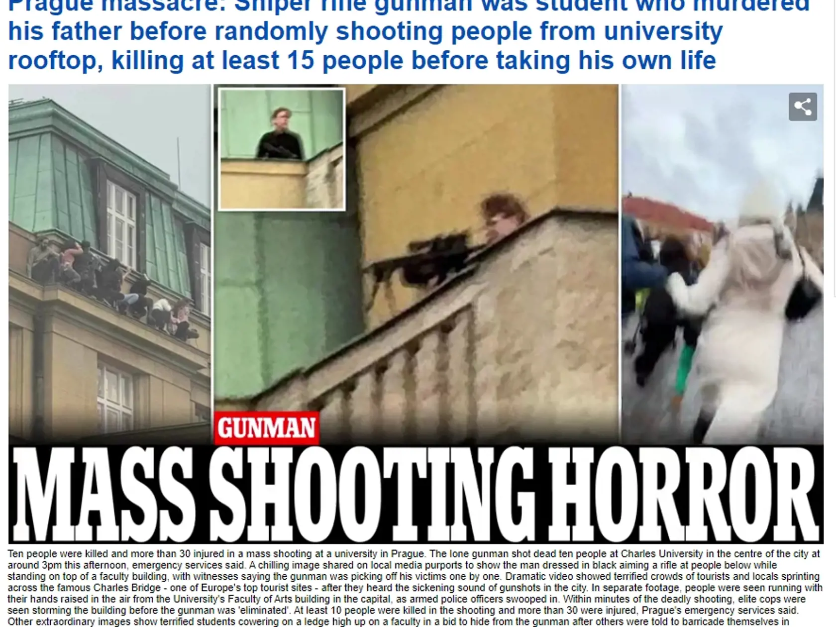 O streľbe informovali aj popredné európske médiá, vrátane britského denníka Daily Mail.