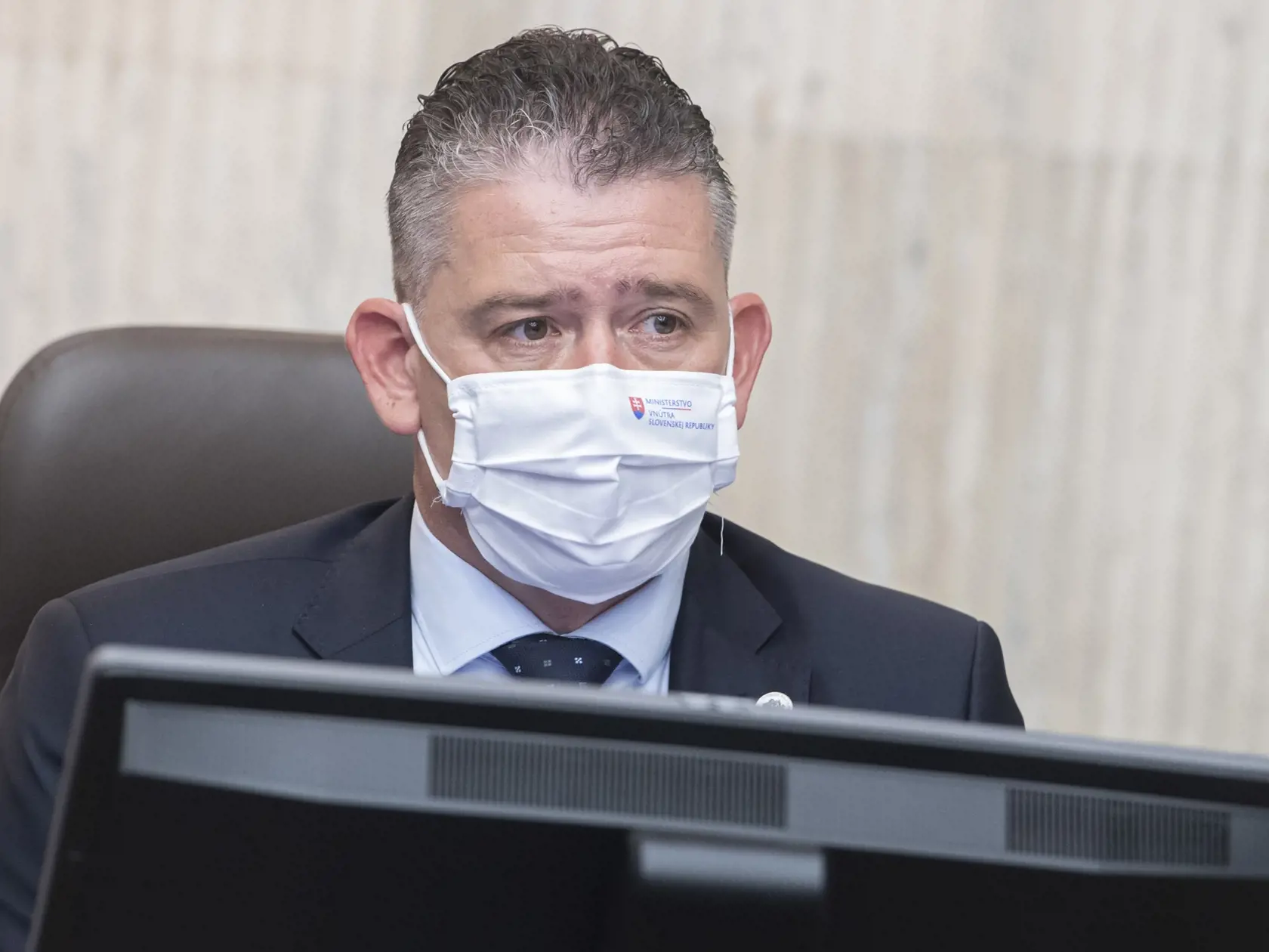 Na snímke minister vnútra Roman Mikulec (OĽaNO) počas 12. rokovania vlády SR 19. mája 2021 v Bratislave. FOTO TASR - Martin Baumann