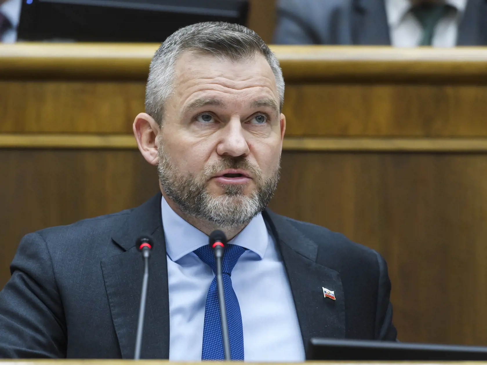 Na snímke predseda NR SR Peter Pellegrini (Hlas-SD) počas 6. schôdze parlamentu v Bratislave 19. decembra 2023.