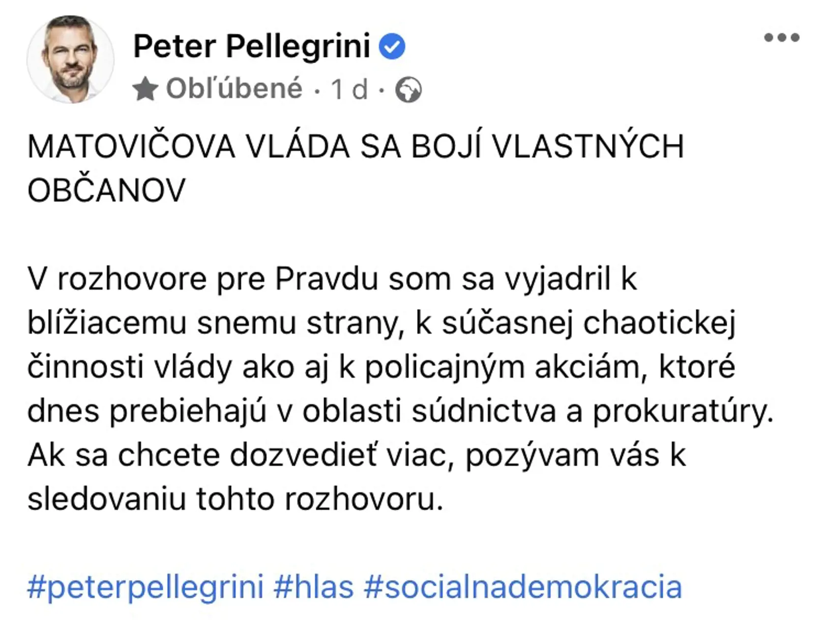 Peter Pellegrini (Hlas-SD) ide do aktuálneho premiéra poriadne tvrdo! Adresoval mu už niekoľko odkazov z ktorých je jasné, čo si o vláde myslí. Premiér samozrejme reaguje. Ako? Samozrejme statusom!