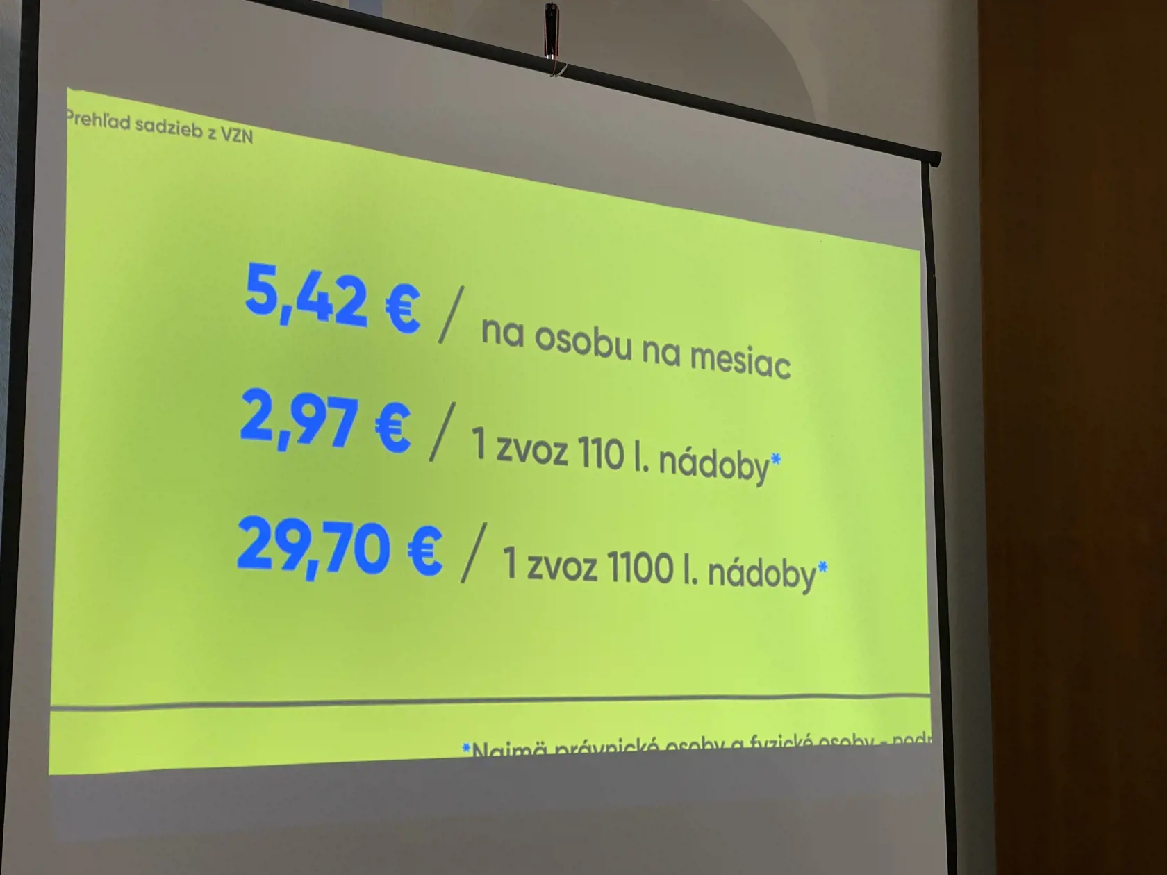 Návrh poplatkov za odvoz odpadu.