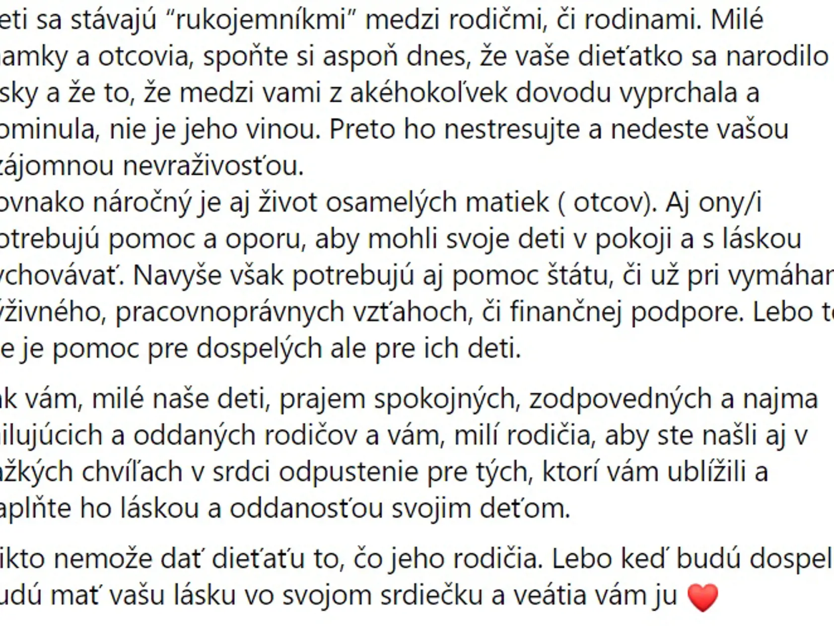 Dojímavý status Moniky Beňovej venovaný všetkým deťom.