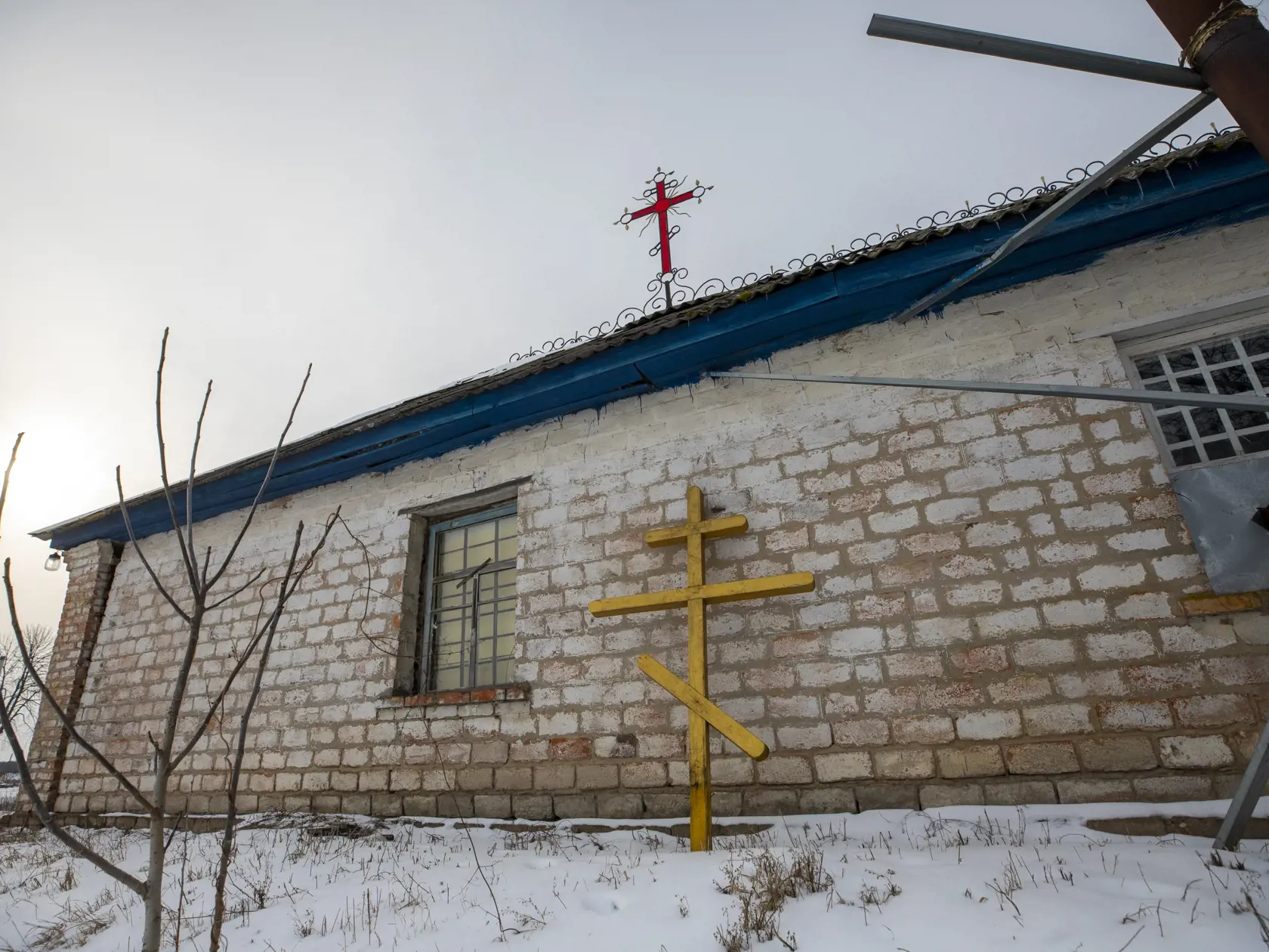  Ukrajina v napätej situaácií v konflikte s Ruskom.
Na snímke ukrajinský vidiek s pravoslávnym kostolom.