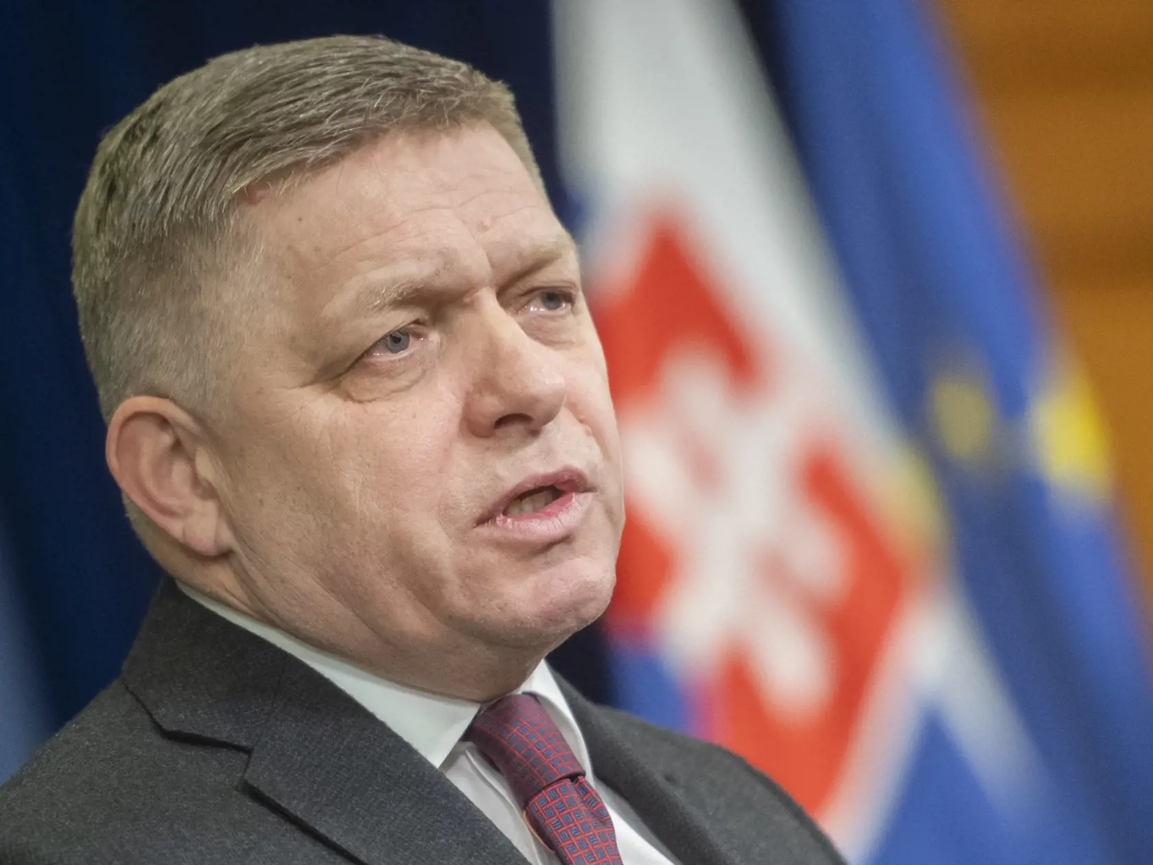 Na snímke predseda vlády SR Robert Fico (Smer-SD) počas vyhlásenia v Bratislave vo štvrtok 21. decembra 2023.