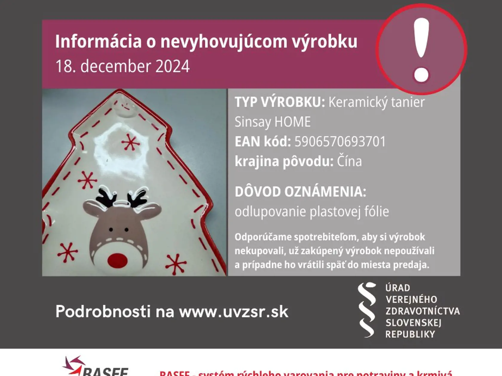 Oznámenia o materiáloch a predmetoch prichádzajúcich do kontaktu s potravinami