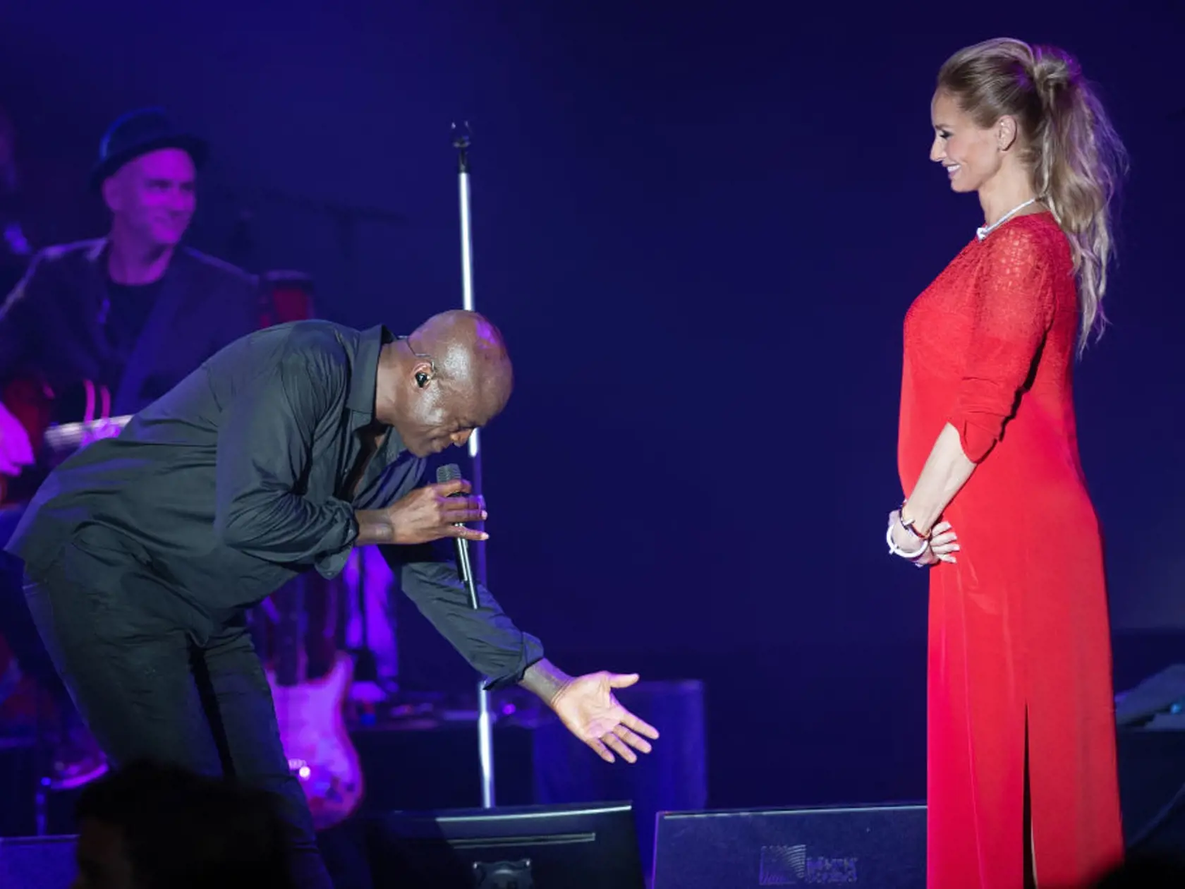 MONTE-CARLO, MONACO - JULY 27:  Seal performs on stage with Adriana Karembeu during the 70th Monaco Red Cross Ball Gala on July 27, 2018 in Monte-Carlo, Monaco.  (Photo by PLS Pool/Getty Images)