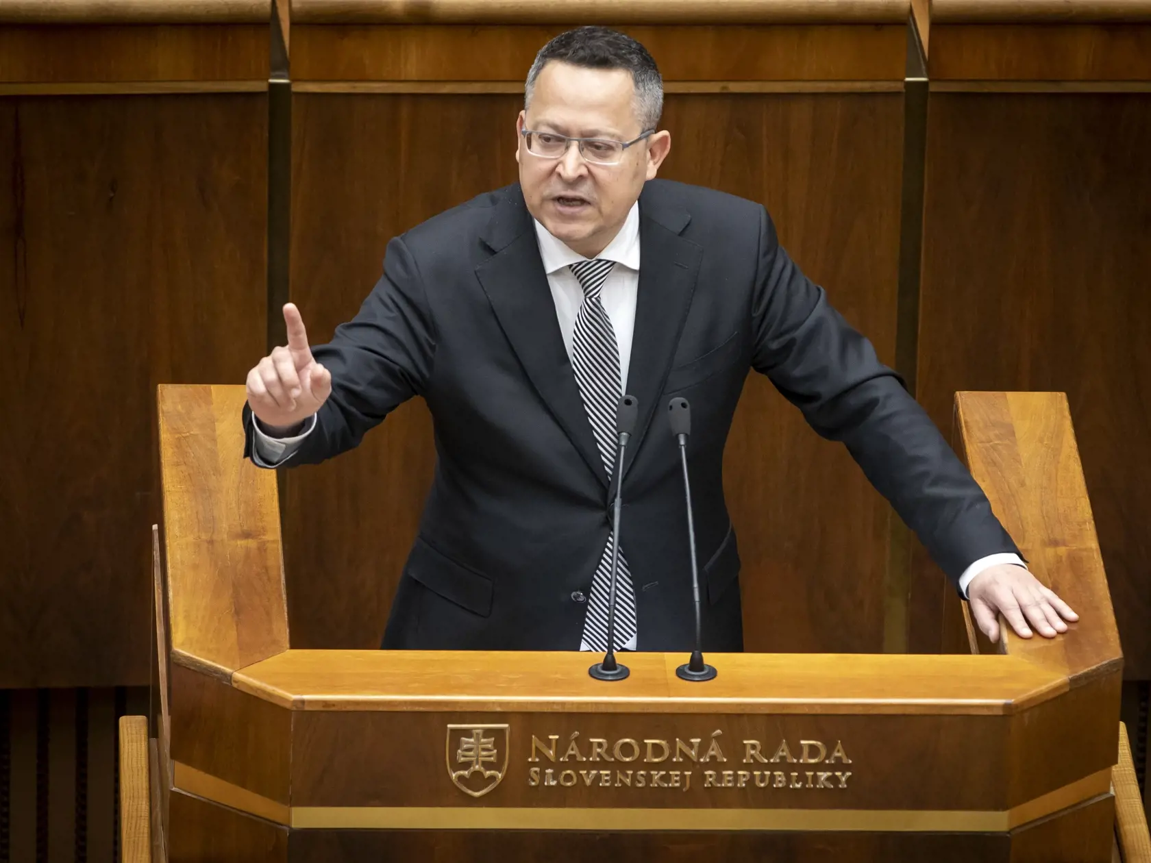 Ladislav Kamenický (Smer - SD) počas svojho prejavu v Národnej rady Slovenskej republiky.