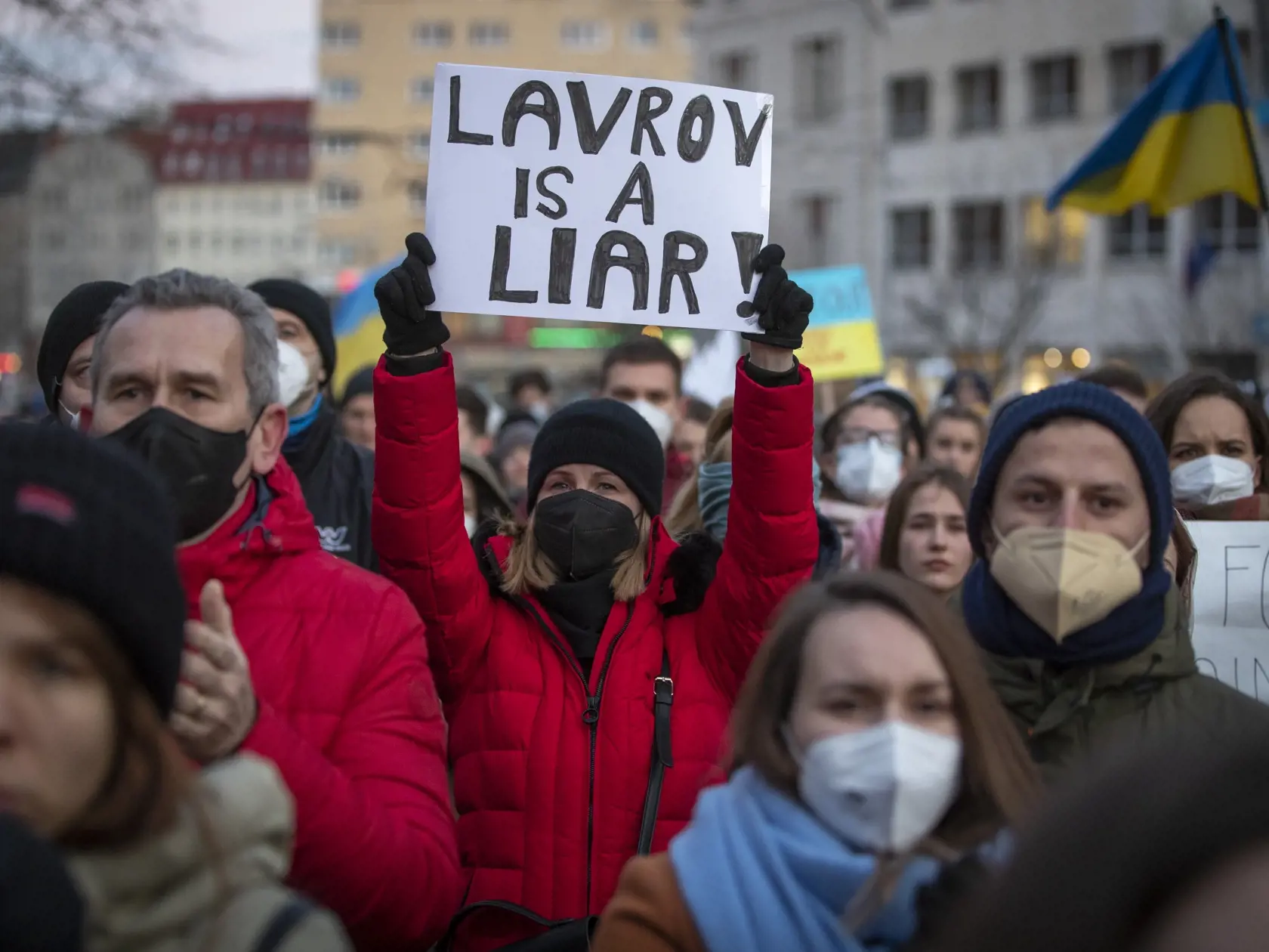 Verejné zhromaždenie na bratislavskom námestí SNP pod názvom Mier Ukrajine v čase vojnového konfliktu na Ukrajine, ktorú napadlo susedné Rusko vedené Vladimírom Putinom.