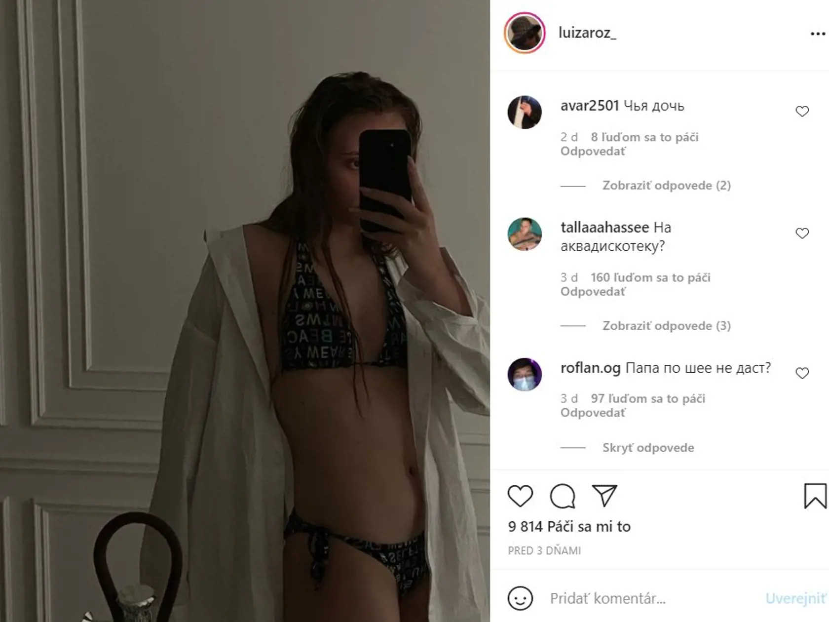 Putinova tajná dcéra Luiza zverejnila sériu fotografií v plavkách.