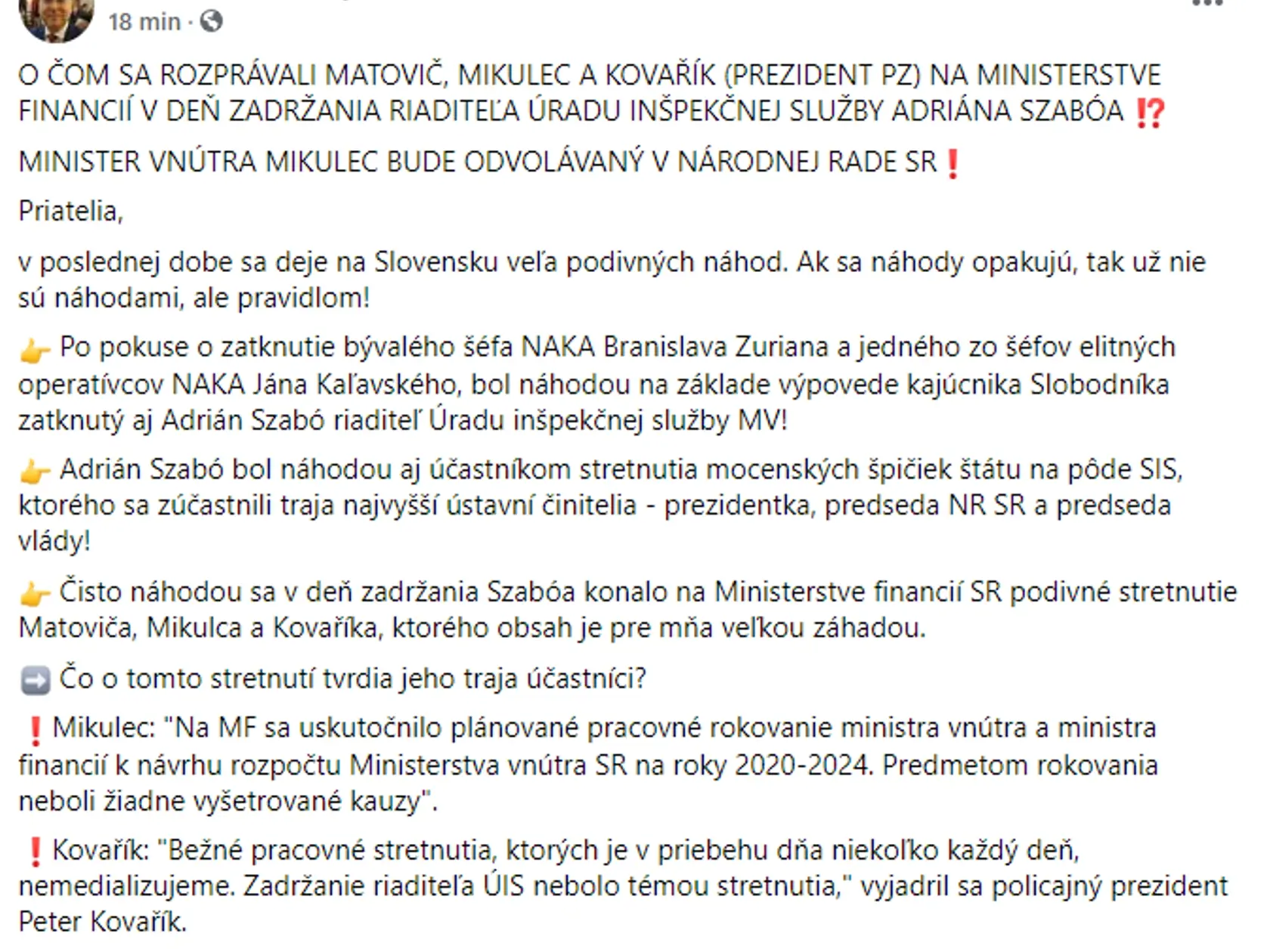 Bývalý minister Kamenický sa vyjadril k stretnutiu na ministerstve financií.