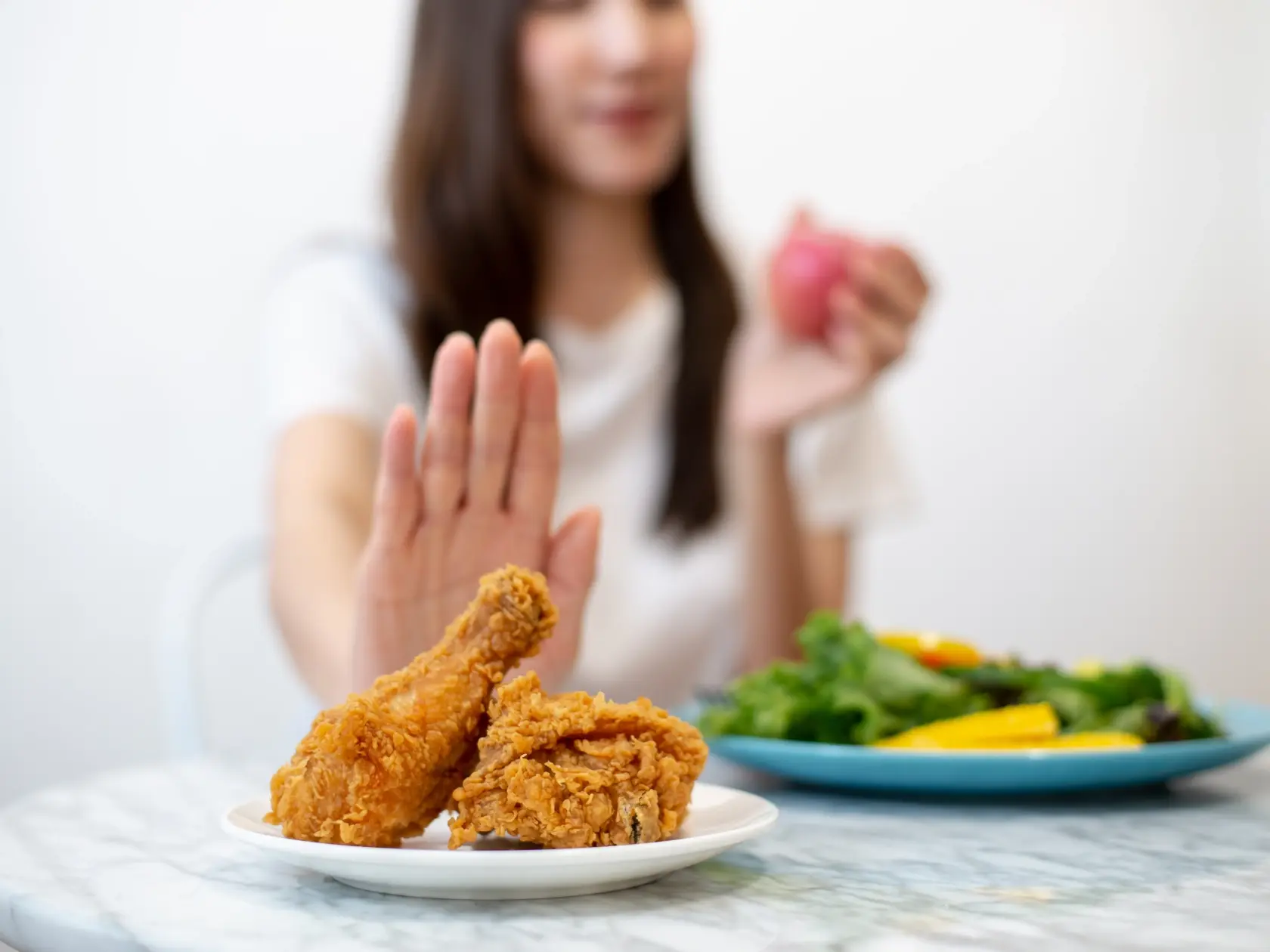 Dieting,Or,Good,Health,Concept.,Young,Woman,Rejecting,Junk,Food
