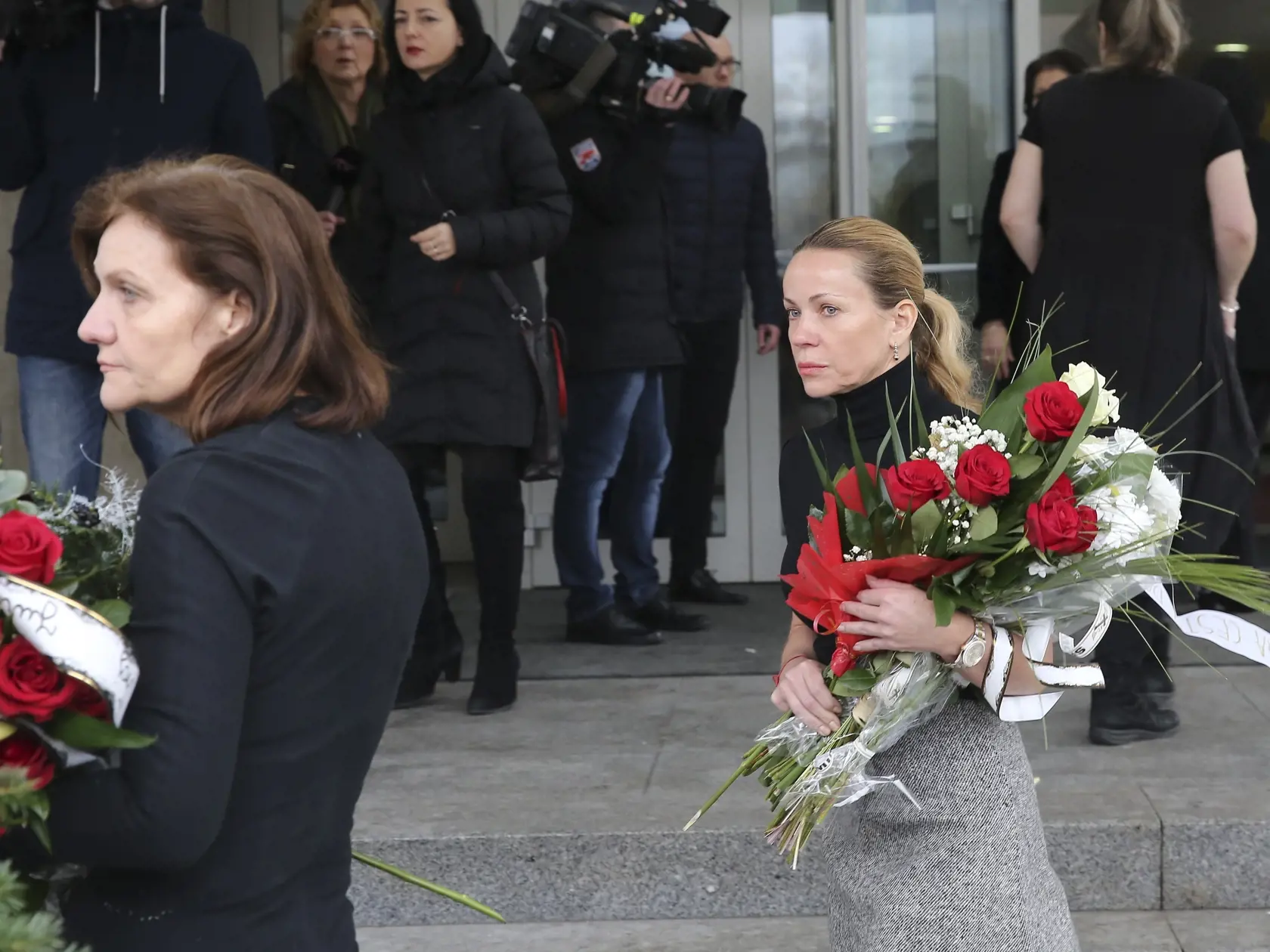 Na snímke Diana Mórová na pohrebe slovenského herca Mariána Labudu v novej budove SND