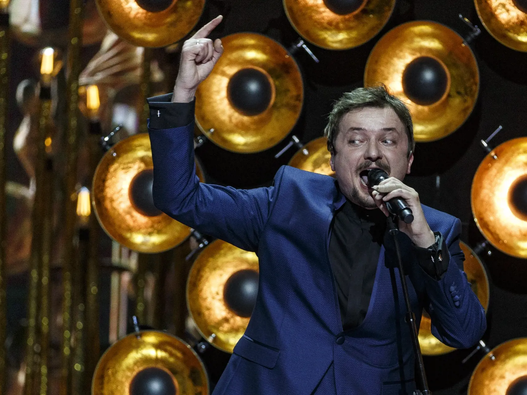 Na snímke Daniel Heriban počas priameho prenosu z galavečera OTO 2019.