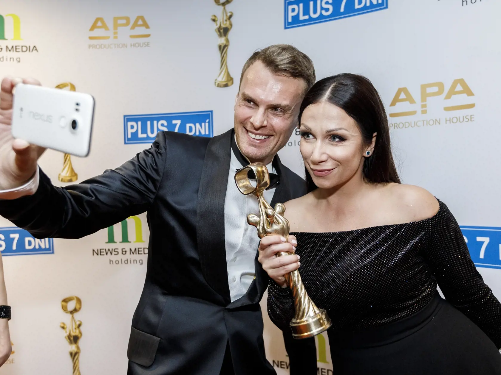 Na snímke počas párty po skončení priameho prenosu z galavečera OTO 2019. Na snímke Kristína Kövešová a Marek Kravjar.