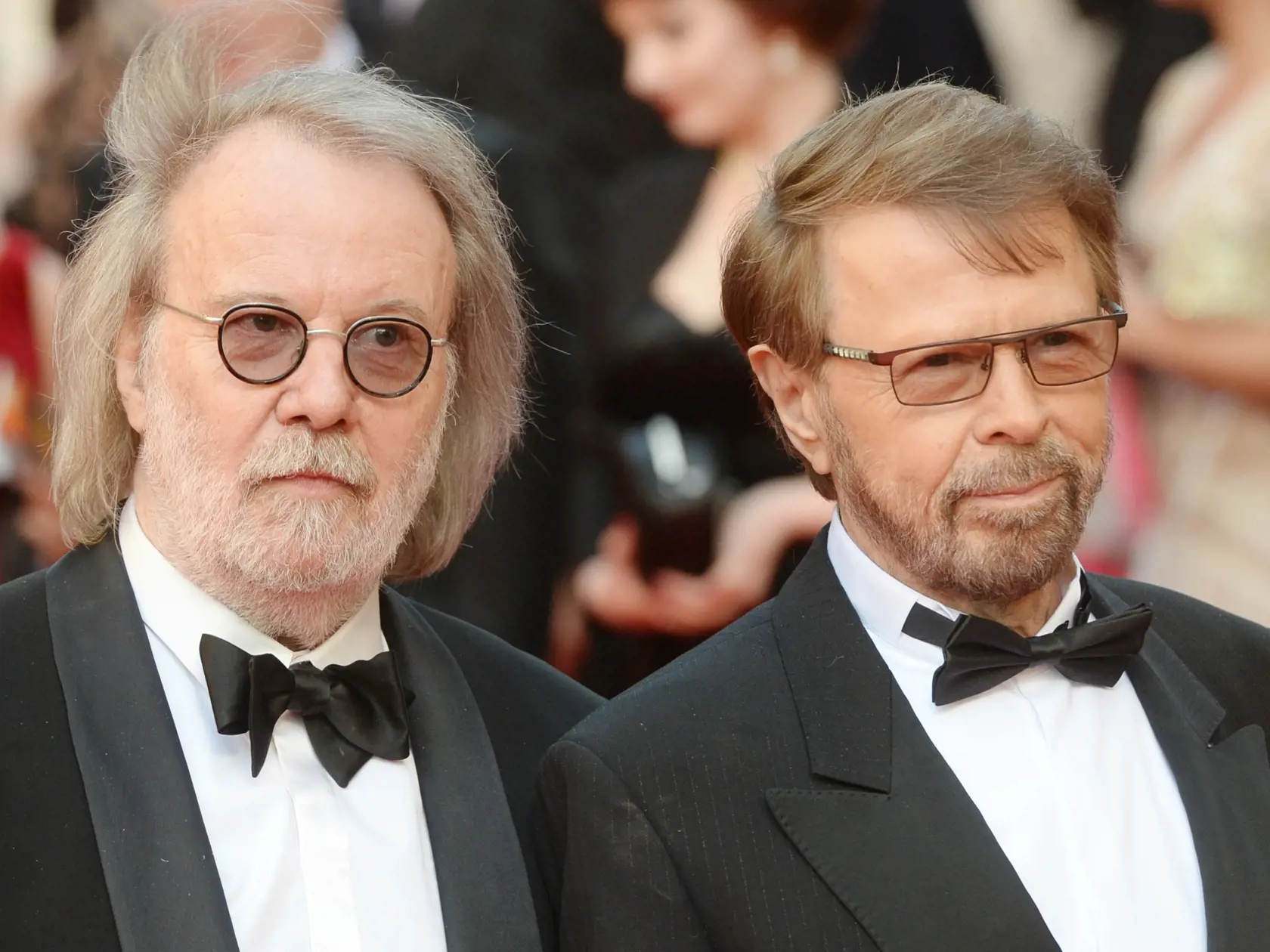 Benny Anderson and Bjørn Ulvaeus from ABBA attend the "Olivier Awards" at the Royal Opera House. (Photo by rune hellestad/Corbis via Getty Images)