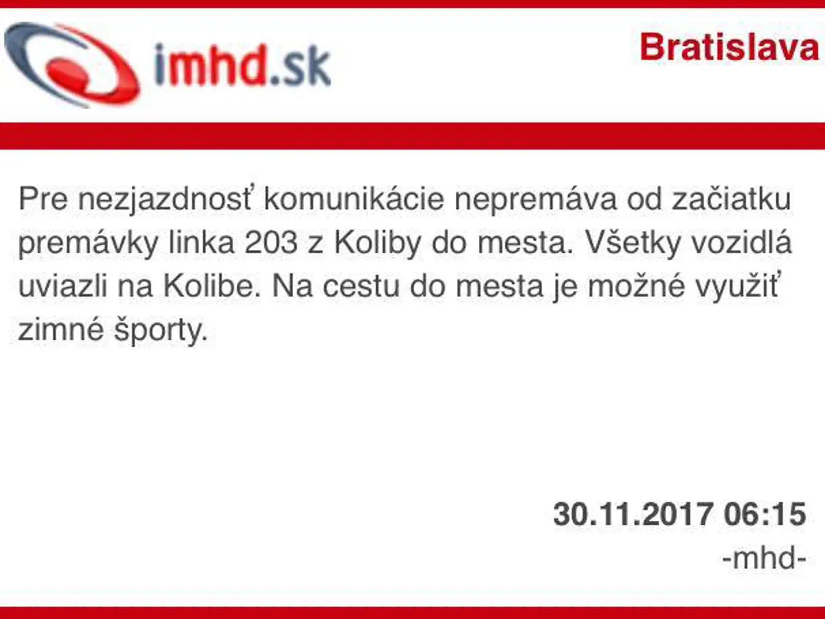 Zimné športy miesto mhd-čky?
