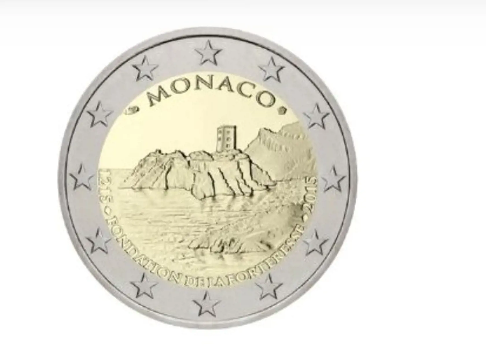 Monacký prvý hrad 2 eurová minca. Hodnota: 1999,95€