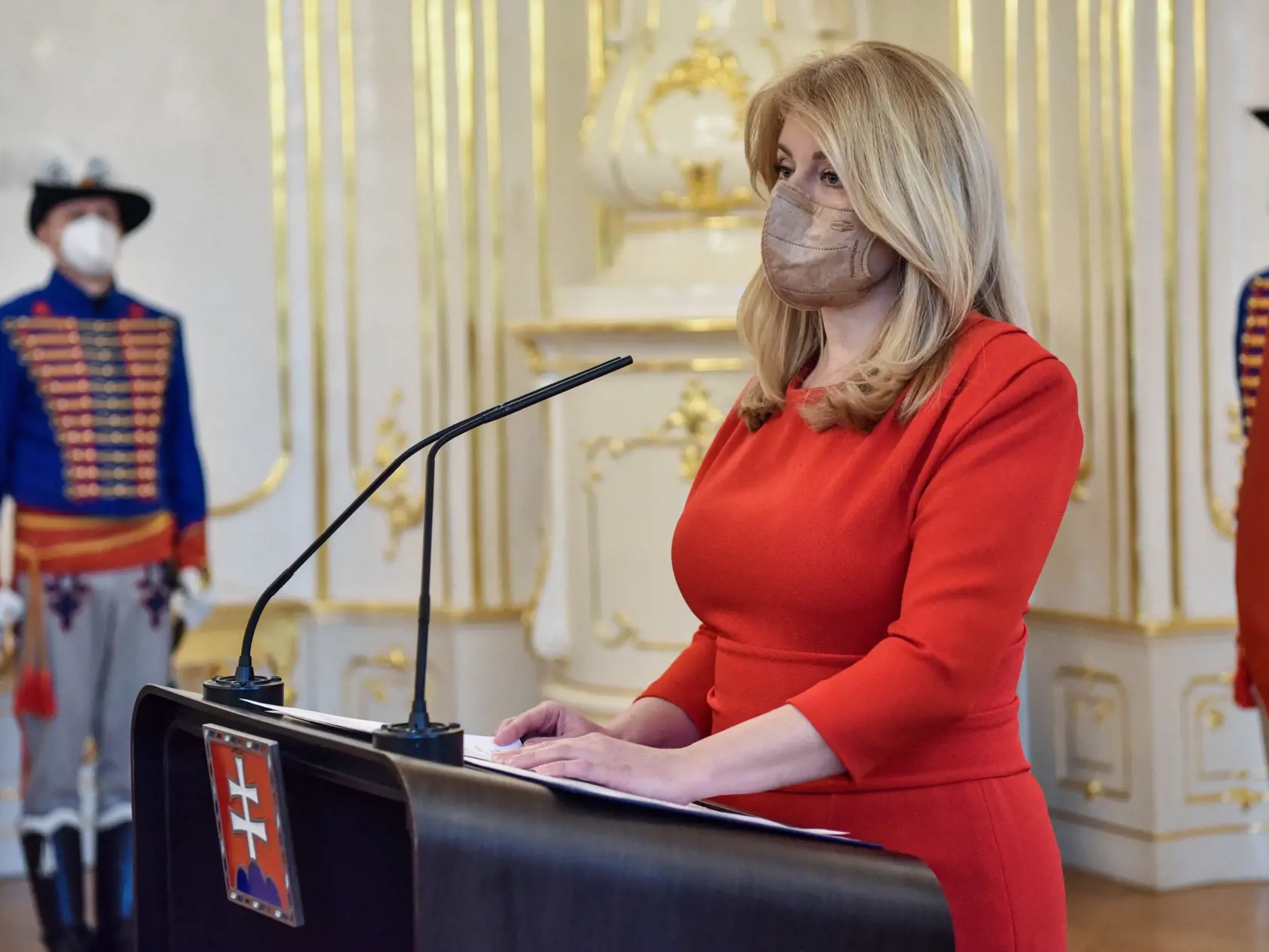 Na snímke prezidentka SR Zuzana Čaputová počas novoročného prijatia zástupcov samospráv v Prezidentskom paláci 17. januára 2022 v Bratislave. FOTO TASR - Pavol Zachar