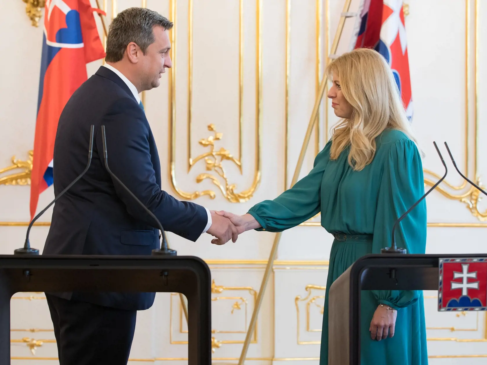 Šéf parlamentu Andrej Danko a prezidentka Zuzana Čaputová.