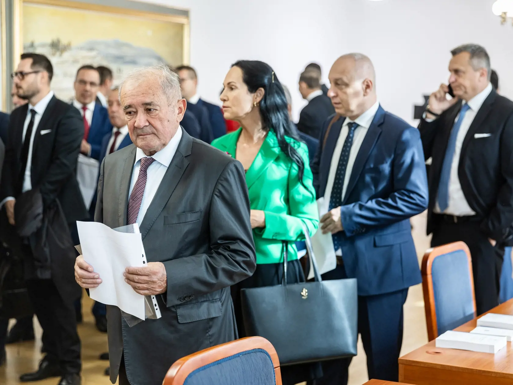 Slávnostné odovzdávanie osvedčení poslancom Národnej rady SR v Bratislave. Na snímke Dušan Muňko a Lucia Kurilovská.