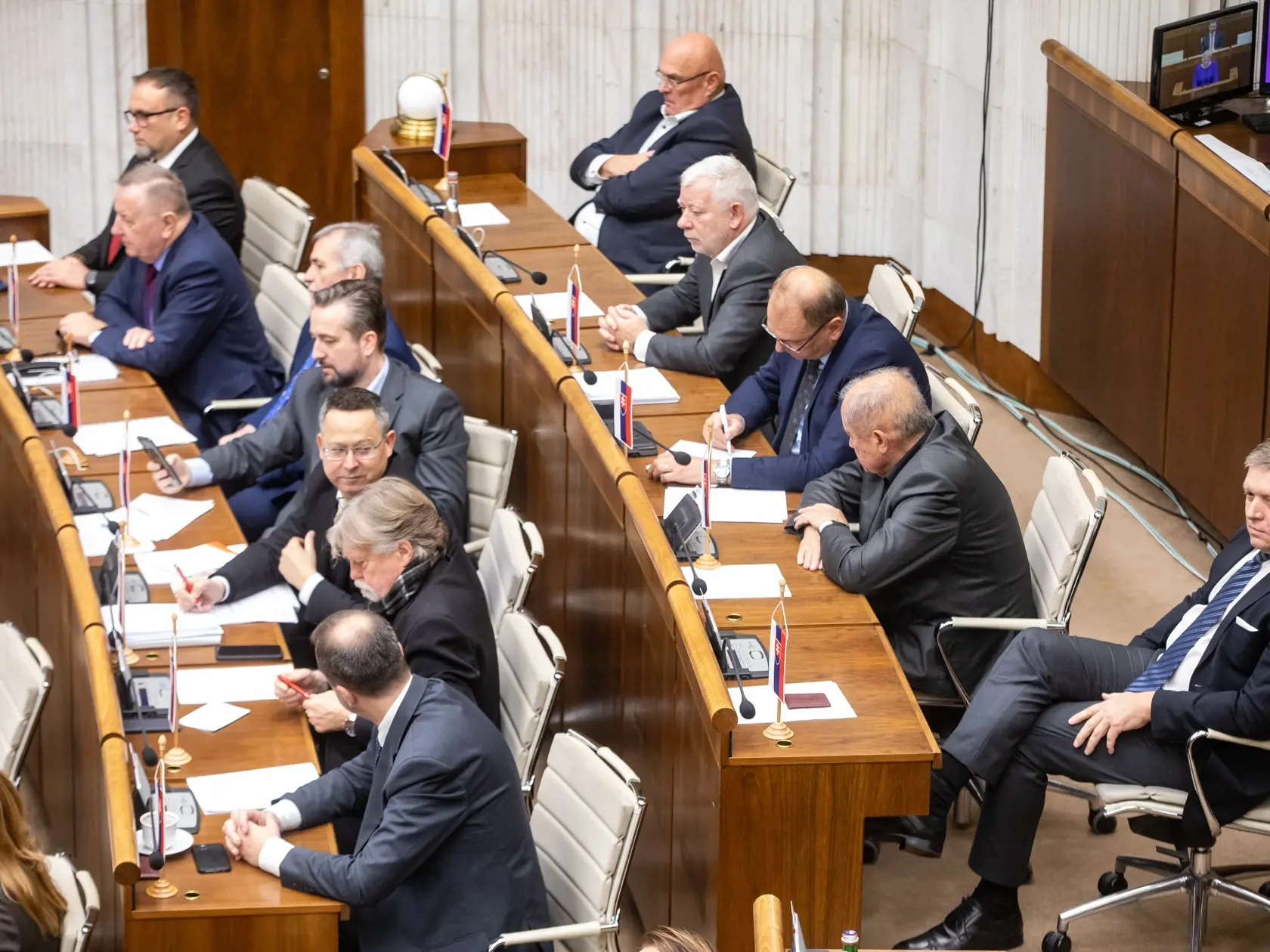 Prezidentka SR Zuzana Čaputová vystúpila so správou o stave republiky pred poslancami NR SR (29. november 2022). Na snímke je Robert Fico.