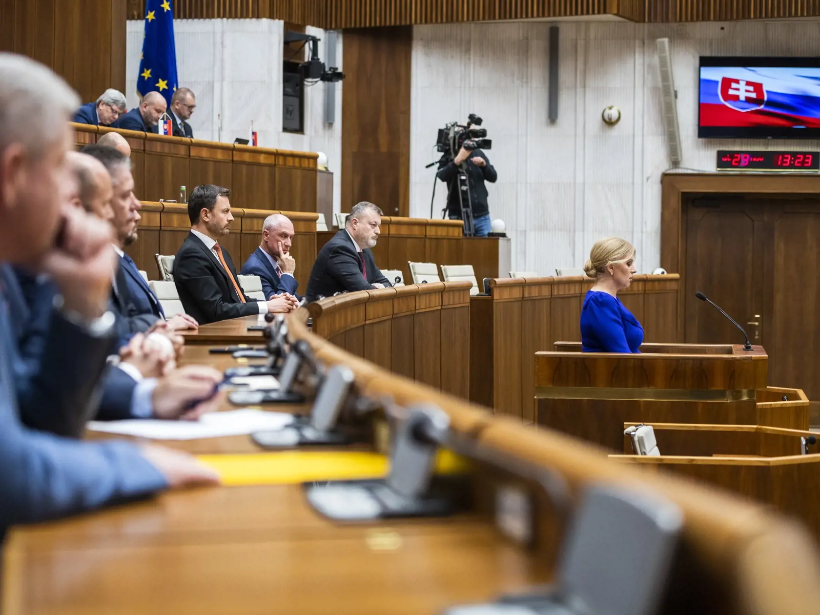 Prezidentka SR Zuzana Čaputová (vpravo) vystupuje so správou o stave Slovenskej republiky pred poslancami Národnej rady (NR) SR v Bratislave v utorok 29. novembra 2022.