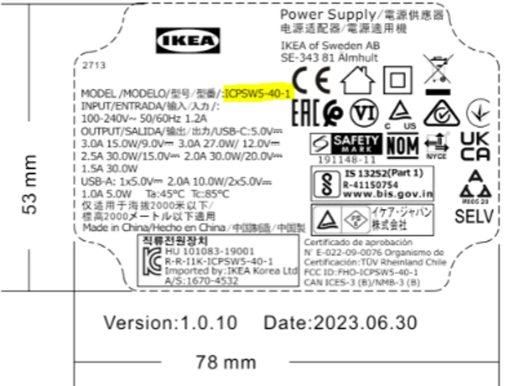 OZNÁMENIE SPOLOČNOSTI IKEA - USB NABÍJAČKA ASKSTORM 40W