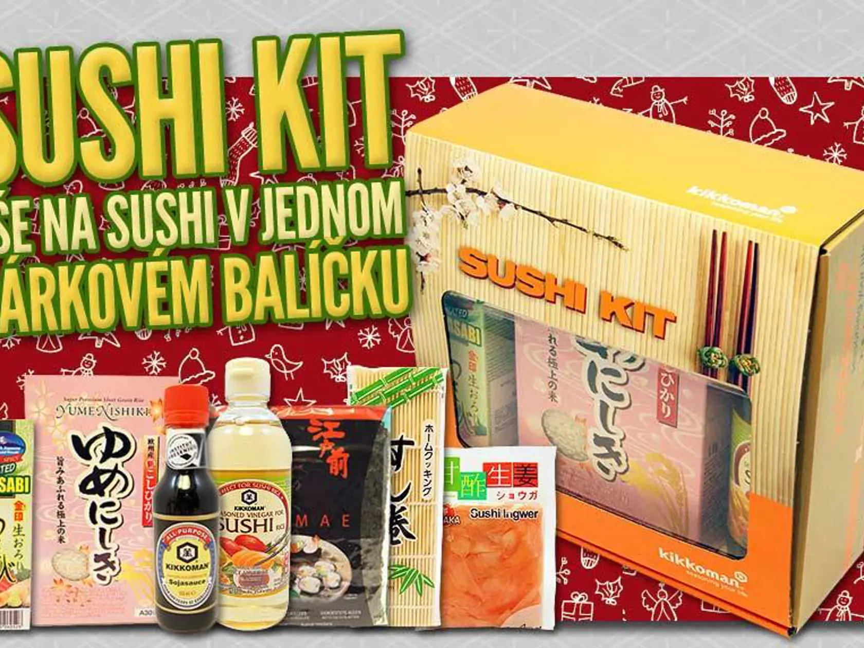 Okamura prostredníctvom svojej politickej stránky na sociálnej sieti láka svojich podporovateľov, aby si z jeho obchodu kúpili takýto bizarný balíček na prípravu sushi.