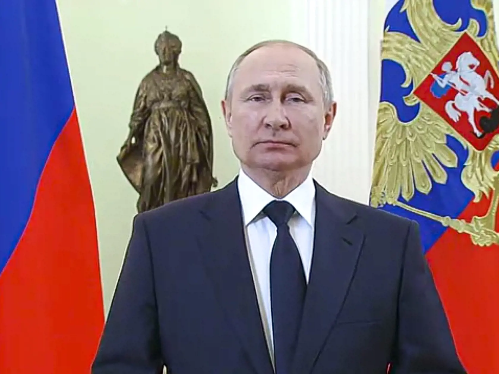JB 23 Moskva - Na snímke z videa ruský prezident Vladimir Putin rozpráva pri príležitosti osláv Medzinárodného dňa žien v Moskve 8. marca 2022. FOTO TASR/AP 

In this handout photo made from video released by the Russian Presidential Press Service, Russian President Vladimir Putin speaks to celebrate International Women's Day, in Moscow, Russia, Tuesday, March 8, 2022. International Women's Day on March 8 is an official holiday in Russia, where men traditionally give flowers and gifts to female 