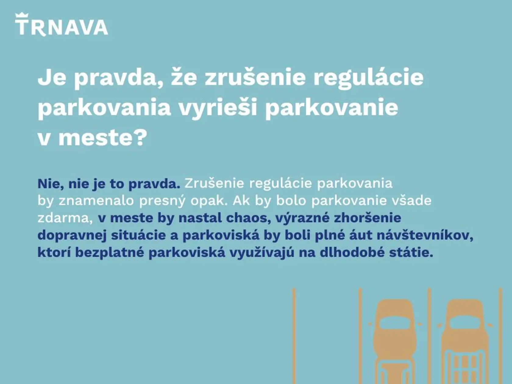 Mesto Trnava spustilo na sociálnej sieti kampaň:
ODPARKUJTE SA OD DEZINFORMÁCIÍ
Overujte si fakty a čerpajte informácie z prvej ruky. Sme radi, že sa zaujímate o dianie v našom meste. Je však dôležité vedieť odlíšiť pravdu od nepravdy a fakty od výmyslov.