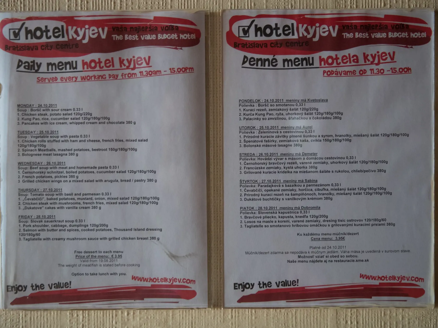 Reportáž z niekdajšej výkladnej skrine socialistického hoteliérstva v Československu. Hotel Kyjev v Bratislave, ktorý po páde komunizmu postupne chradol je dnes odsúdený na zánik. Poslední hosti tu boi ubytovaní v roku 2011. Súčasný majiteľ plánuje rozsiahlu rekonštrukciu objektu a priľahlých parciel. To, či po renovácii bude slúžiť pôvodnému účelu, je zatiaľ otázne.
