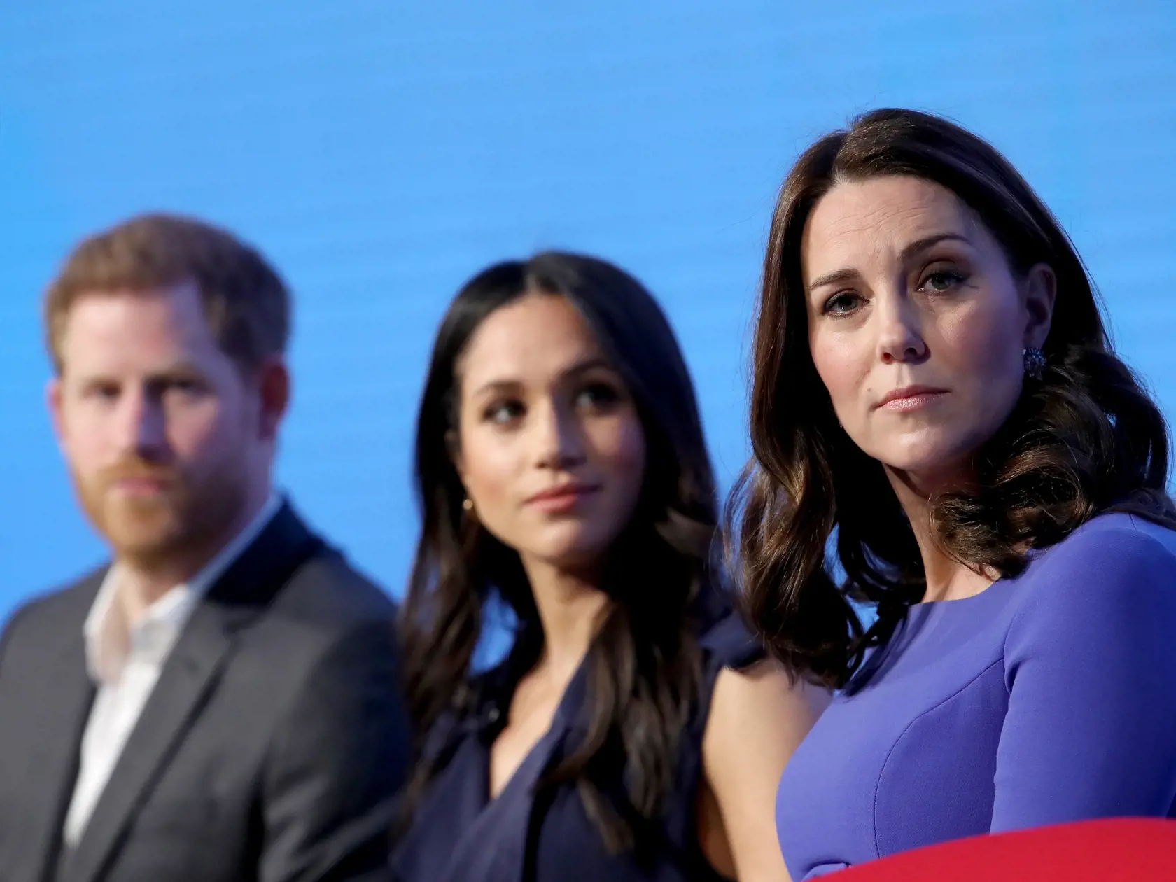 LONDON, ENGLAND - FEBRUARY 28:  (L-R) Prince Harry, Meghan Markle and Catherine, Duchess of Cambridge attend the first annual Royal Foundation Forum held at Aviva on February 28, 2018 in London, England. Under the theme 'Making a Difference Together', the event will showcase the programmes run or initiated by The Royal Foundation.  (Photo by Chris Jackson - WPA Pool/Getty Images)