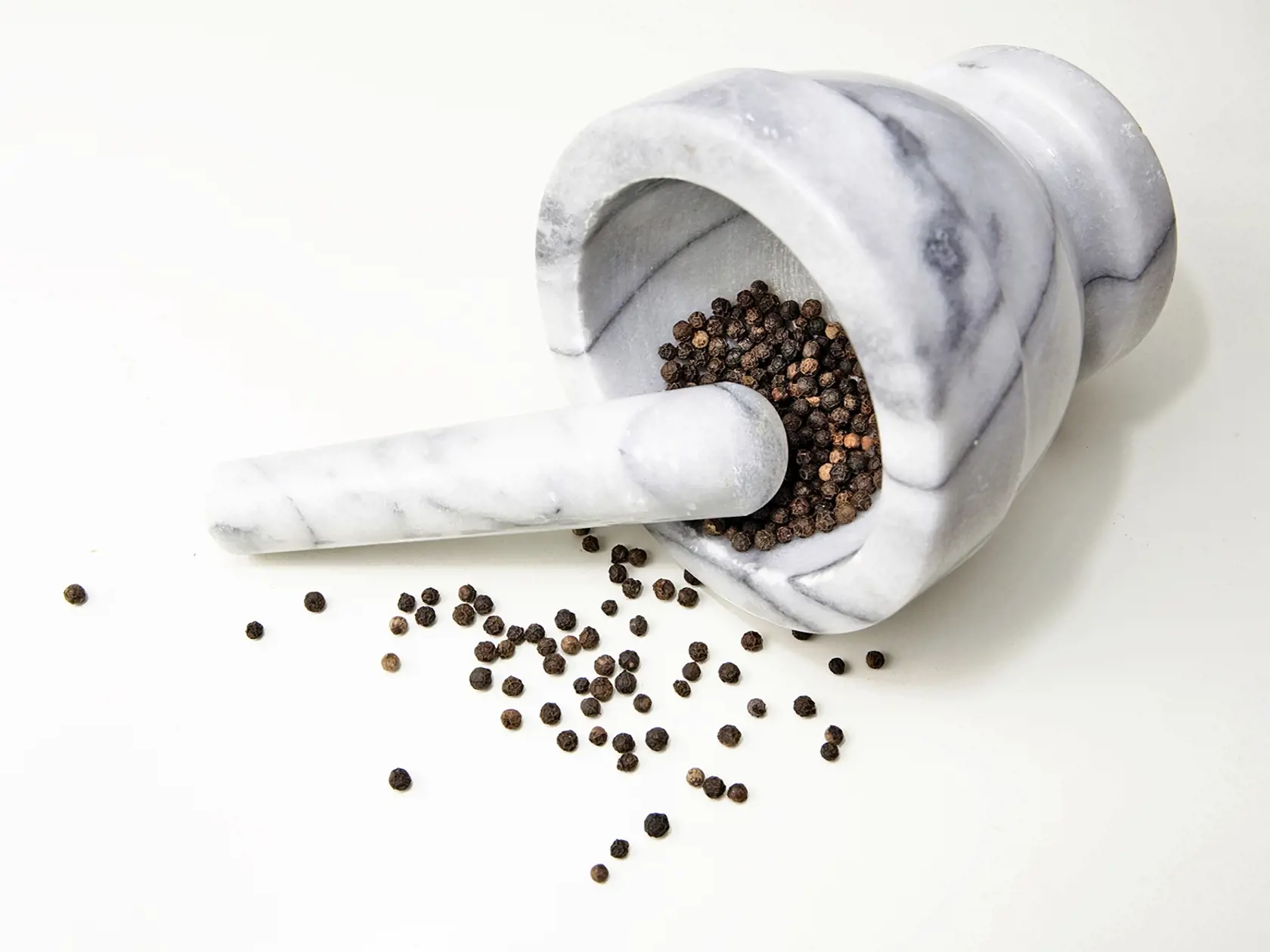 Pepper in marble mortar