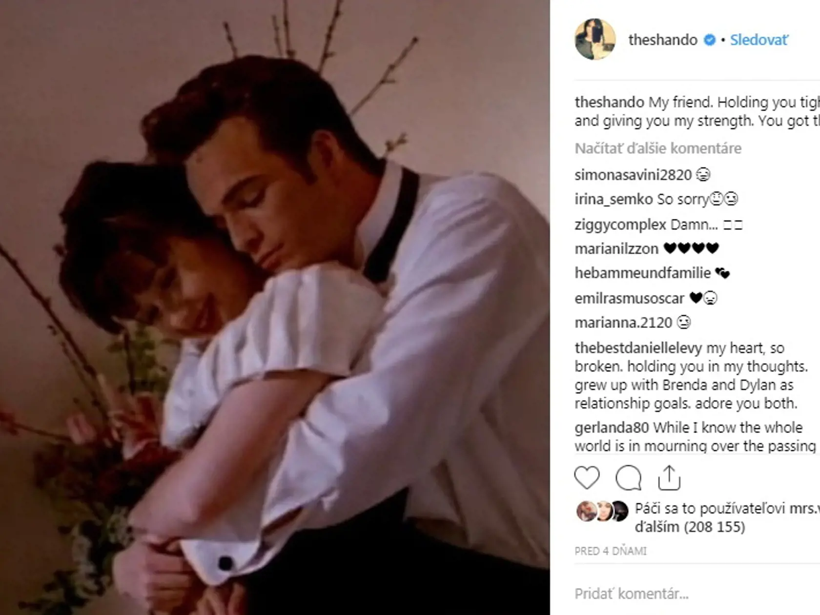 Počas toho ako bol Luke Perry v nemocnici mu podporu na sociálnej sieti  vyjadrila aj herečka Shannen Doherty známa ako Brenda.