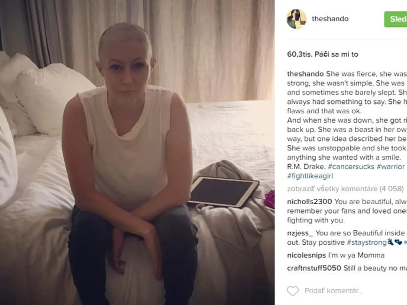 Shannen Doherty sa rakovina rozšírila a po niekoľkonásobnej chemoterapii prišla o vlasy.