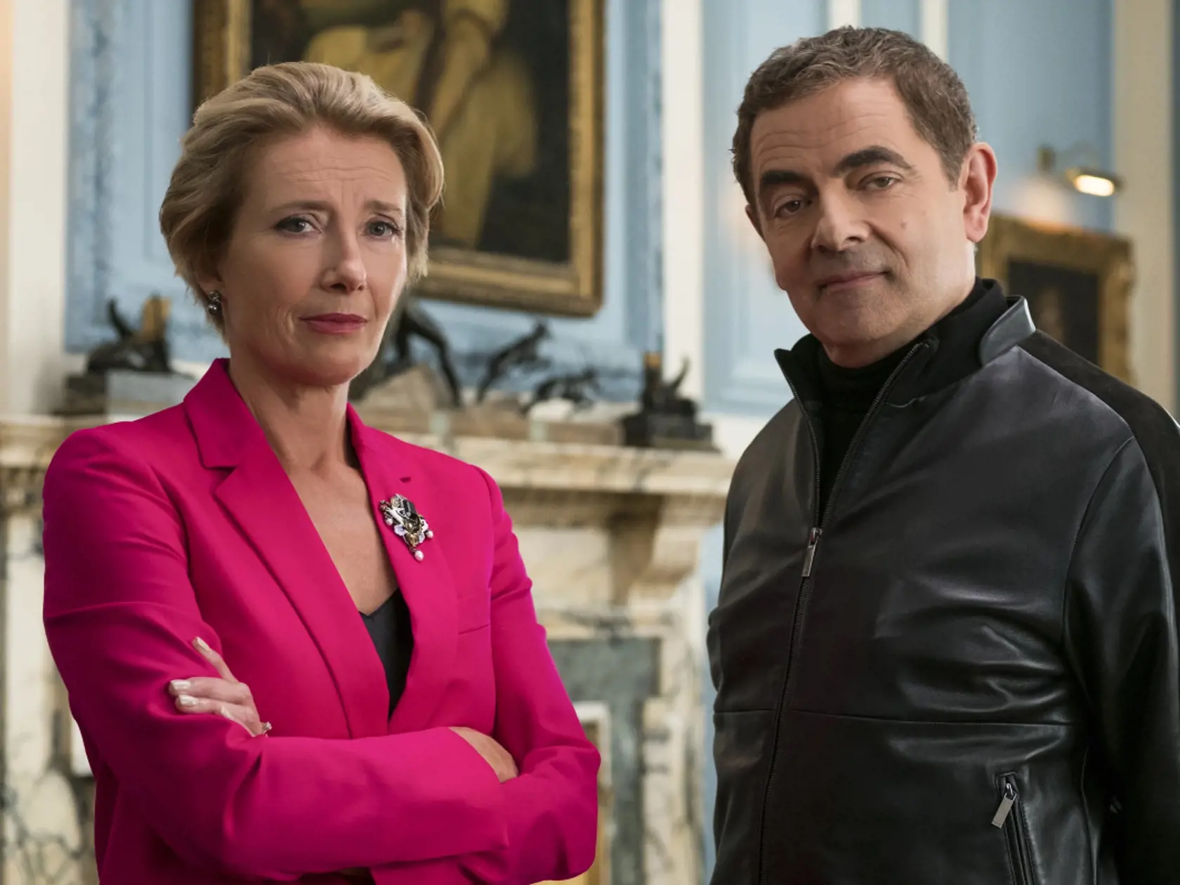 Emma Thompson a Rowan Atkinson ako Johnny English. Herec mal šťastie na uznávané kolegyne.