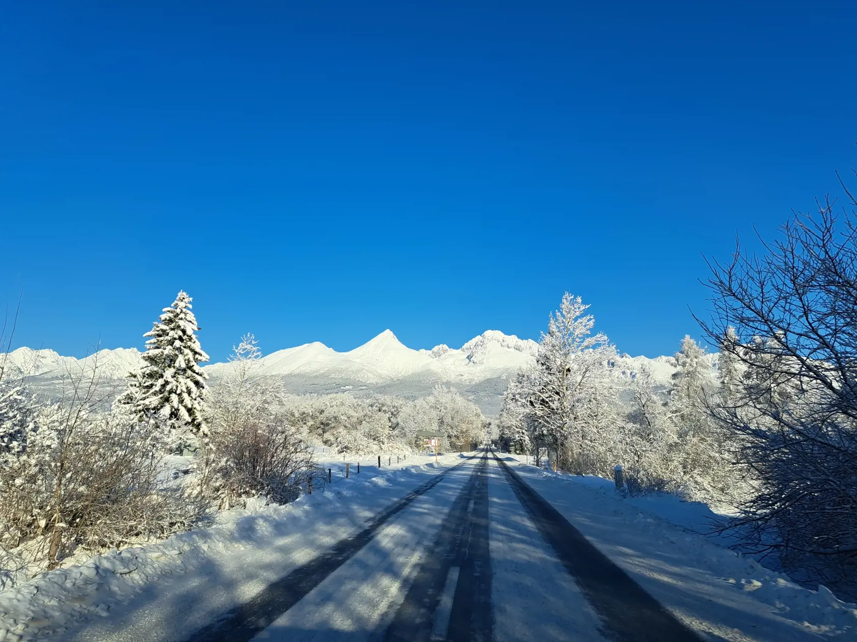 Vo Vysokých Tatrách za posledné dni pribudlo niekoľko centimetrov nového snehu. Na snímke zasnežené Vysoké Tatry pri pohľade z obce Mengusovce v piatok 8. decembra 2023. FOTO TASR - Adriána Hudecová 