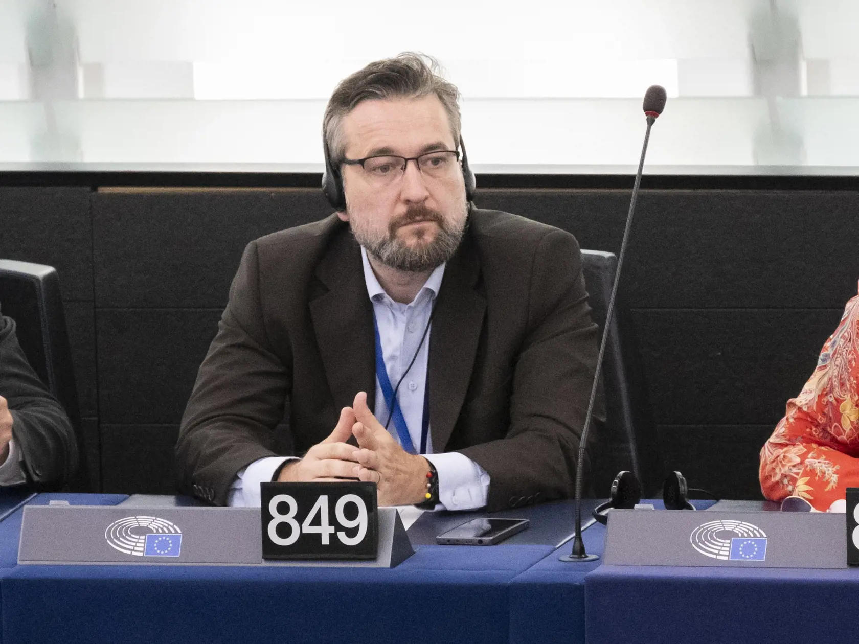 Na snímke slovenský europoslanec Ľuboš Blaha počas ustanovujúcej plenárnej schôdze Európskeho parlamentu po júnových voľbách v utorok 16. júla 2024 v Štrasburgu. Poslanci v utorok a v stredu zvolia predsedu EP najbližšieho 2,5 roka, ako aj 14 podpredsedov a piatich kvestorov.