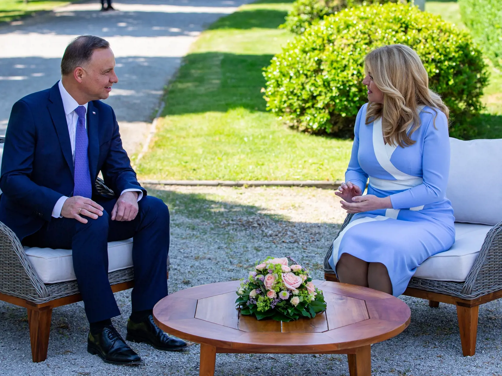 Na snímke je Zuzana Čaputová prezidentka Slovenskej republiky a Adrzej Duda prezident Poľskej republiky na oficiálnej návšteve Slovenska. 
