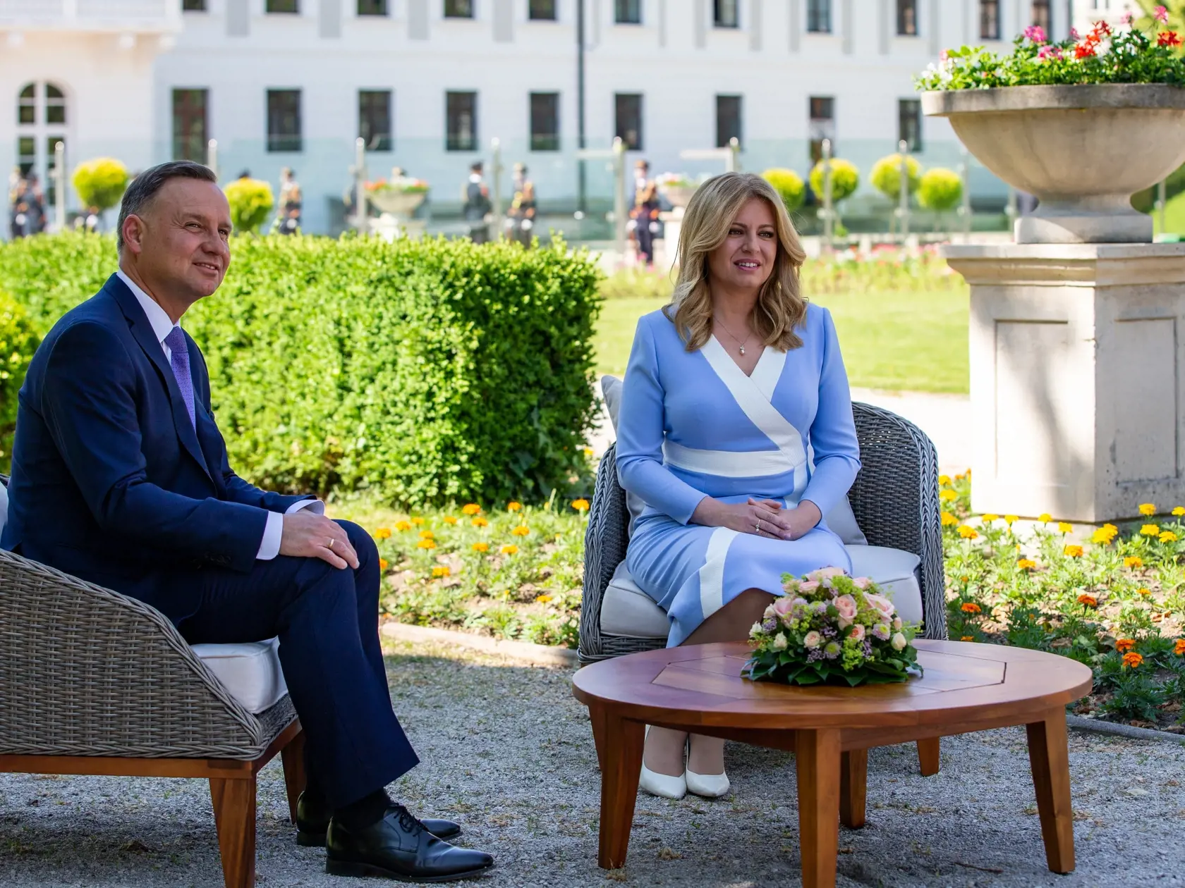 Na snímke je Zuzana Čaputová prezidentka Slovenskej republiky a Adrzej Duda prezident Poľskej republiky na oficiálnej návšteve Slovenska. 