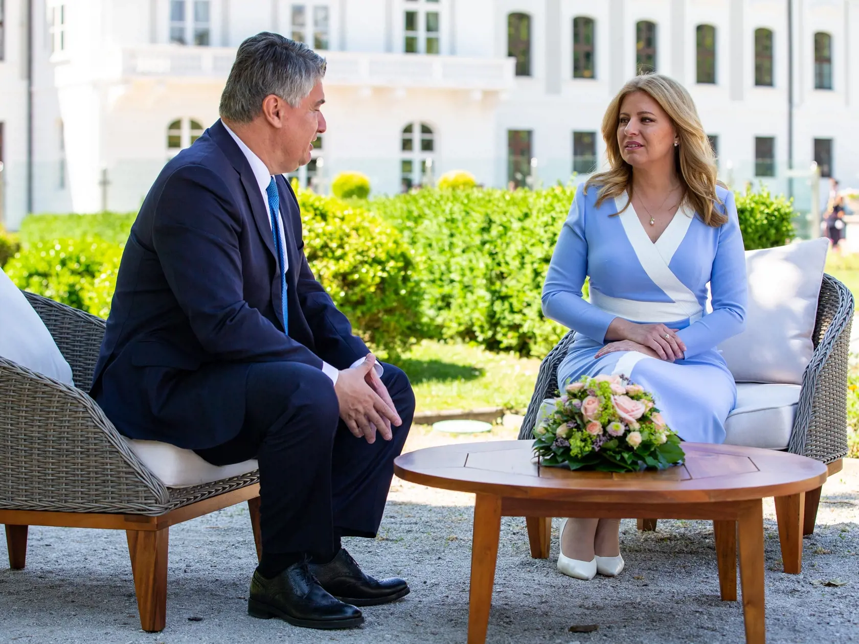 Na snímke je Zuzana Čaputová prezidentka Slovenskej republiky a Zoran Milanovič  prezident Chorvátska na oficiálnej návšteve Slovenska. 