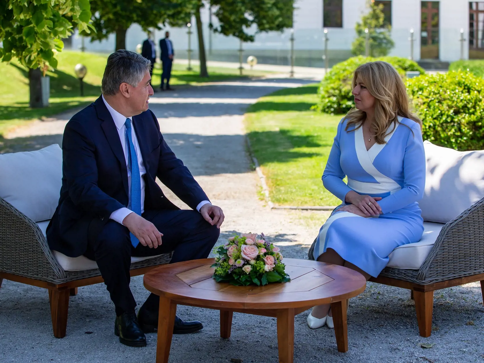 Na snímke je Zuzana Čaputová prezidentka Slovenskej republiky a Zoran Milanovič  prezident Chorvátska na oficiálnej návšteve Slovenska. 